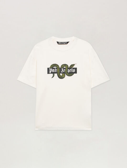 Snake Logo T-Shirt PALM ANGELS Snake Logo T-Shirt OFF WHITE - GREEN PMAA109F25JER008