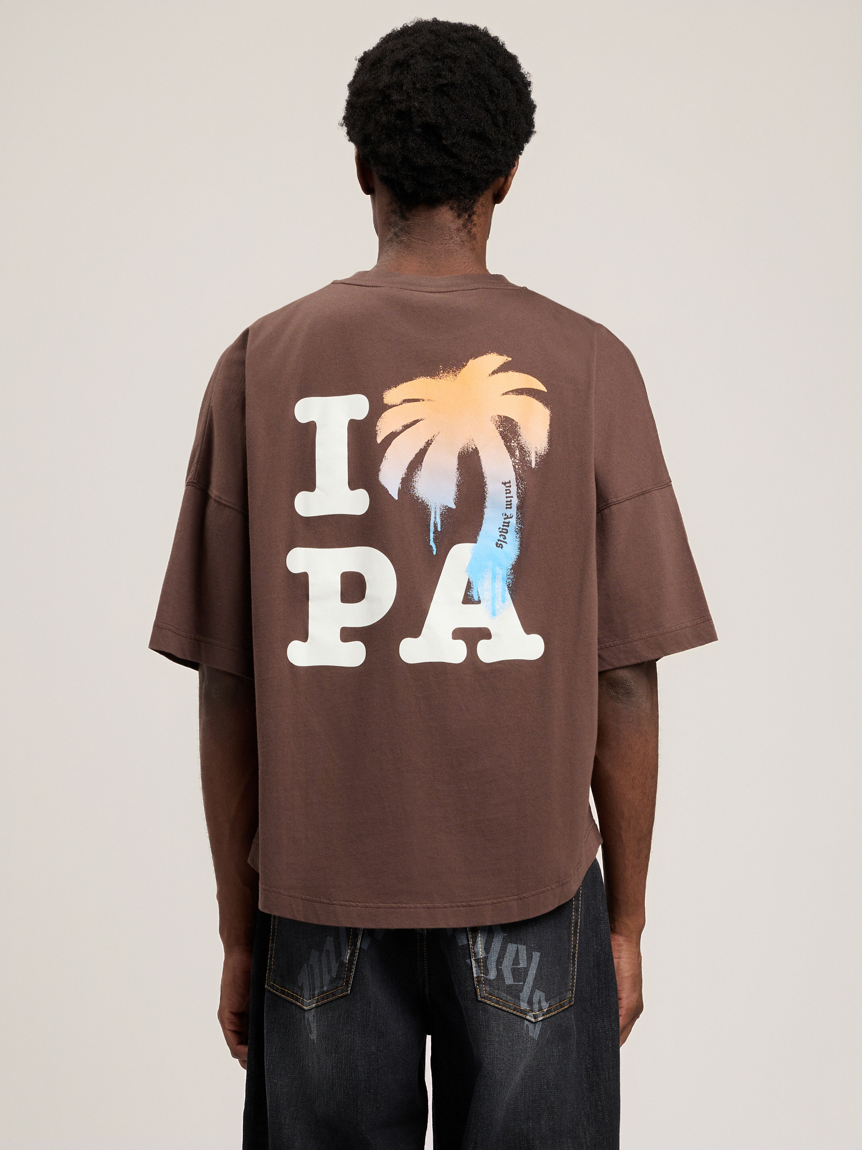 PALM ANGELS I Love PA Over T-Shirt BROWN WHITE PMAA10BS26JER003