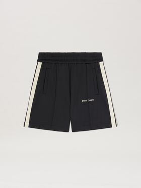 PALM ANGELS  Embroidered Logo Track shorts BURGUNDY - OFF WHITE PMCL004S25FAB001