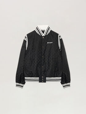 PALM ANGELS Monogram Jacquard Bomber BLACK - OFF WHITE PMEH037F25FAB001
