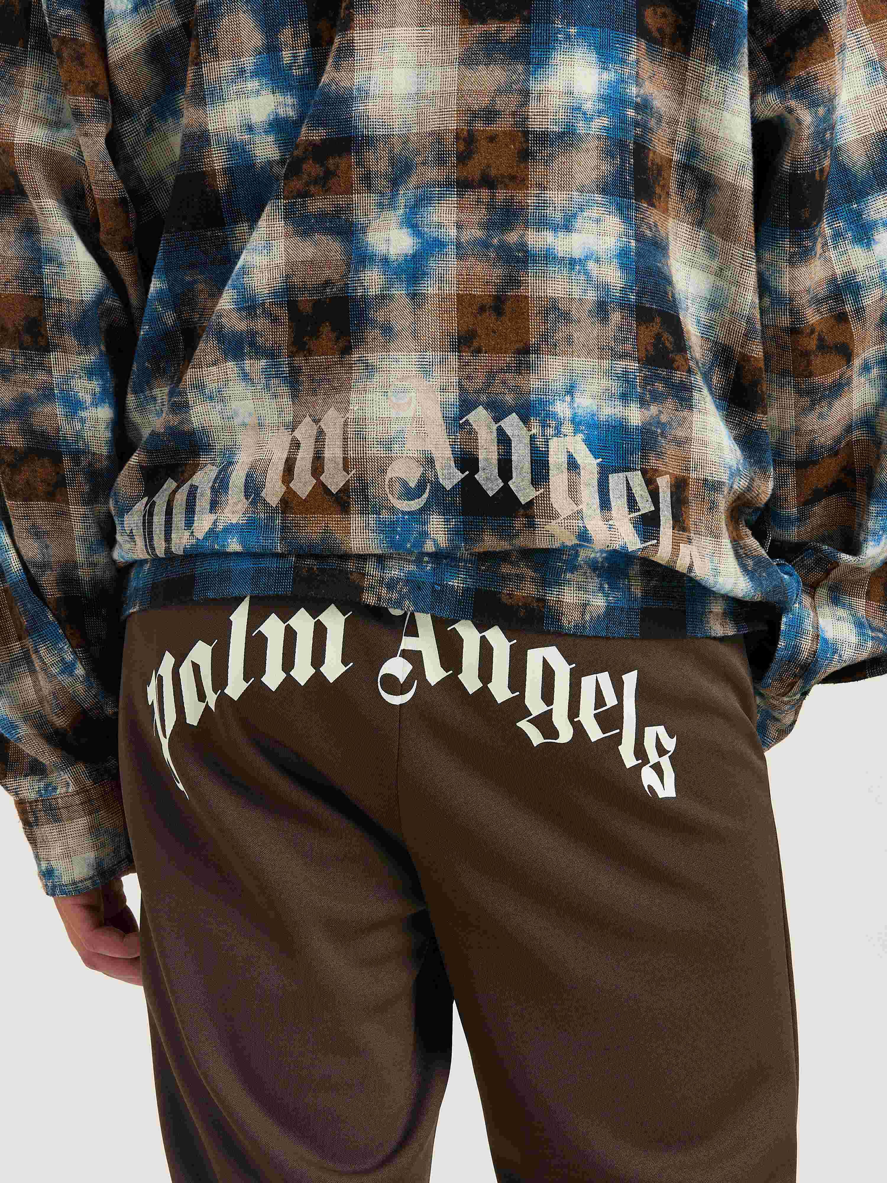 PALM ANGELS  Curved Logo Track Pants VINTAGE BLACK - OFF WHITE PMCJ048S25FAB001