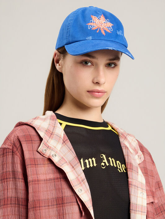 PALM ANGELS Palm Leaf Cap COBALT BLUE ORANGE PMLB104S26FAB00F