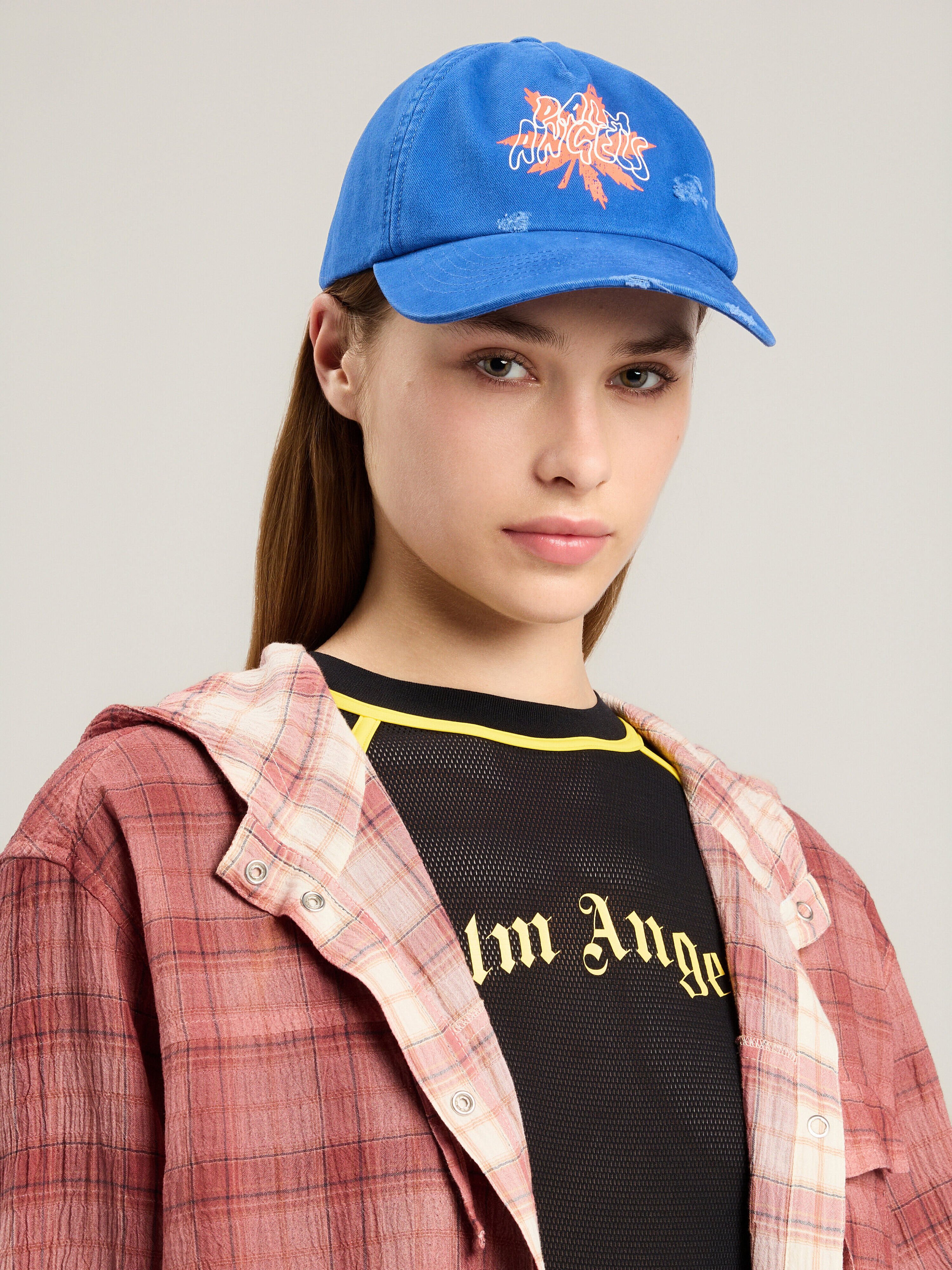 PALM ANGELS Palm Leaf Cap COBALT BLUE ORANGE PMLB104S26FAB00F