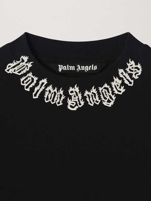 PALM ANGELS  Flame logo T-shirt NERO - BIANCO PMAA001S25JER002