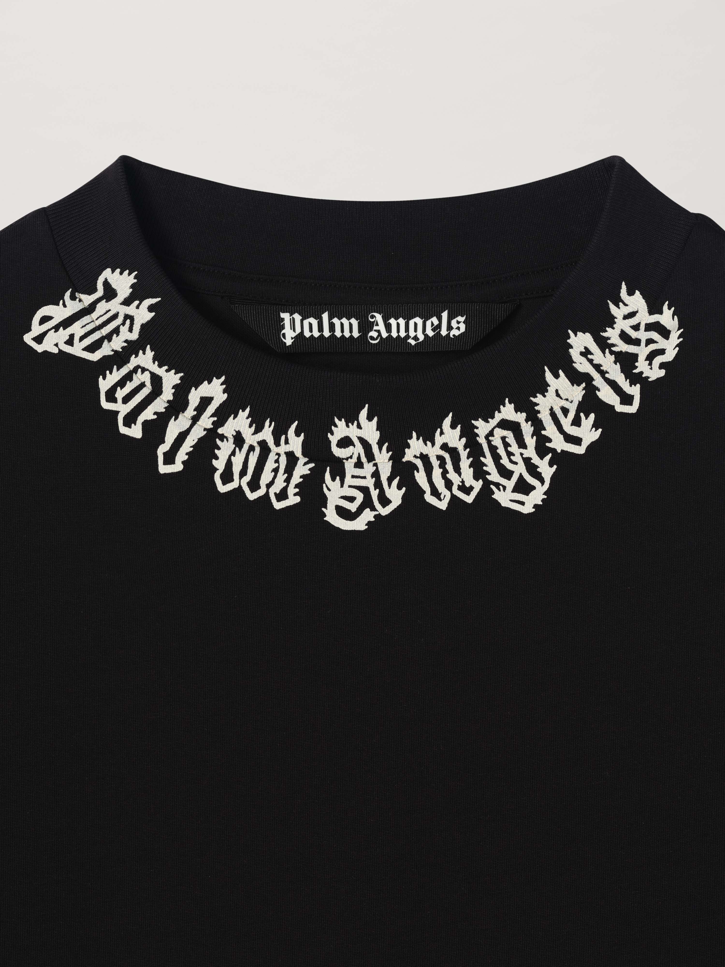 PALM ANGELS  Flame logo T-shirt NERO - BIANCO PMAA001S25JER002