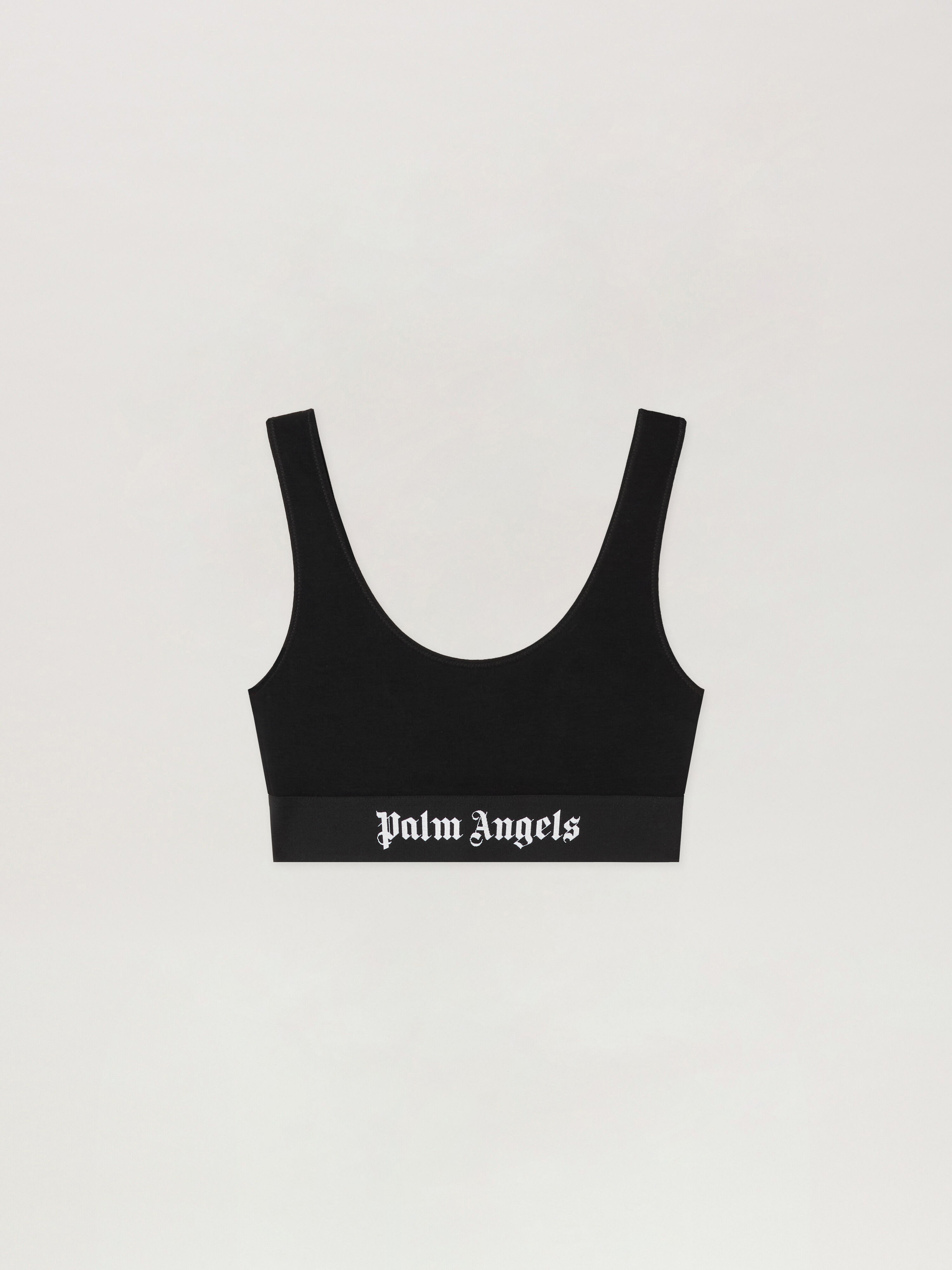 PALM ANGELS Classic Logo Sports Bra BLACK WHITE PWUB002C99FAB001
