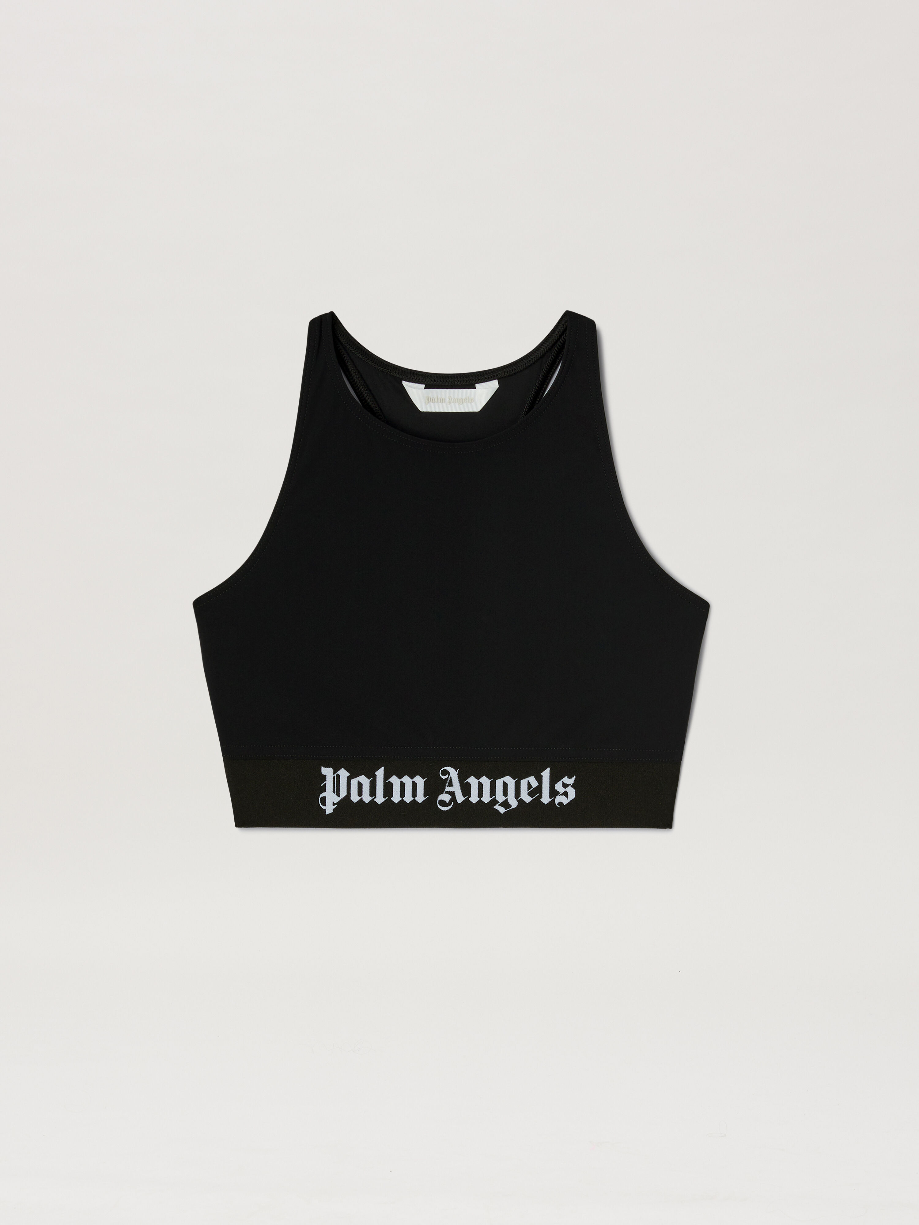 PALM ANGELS American neckline sport top BLACK - WHITE PWVO024C99FAB001
