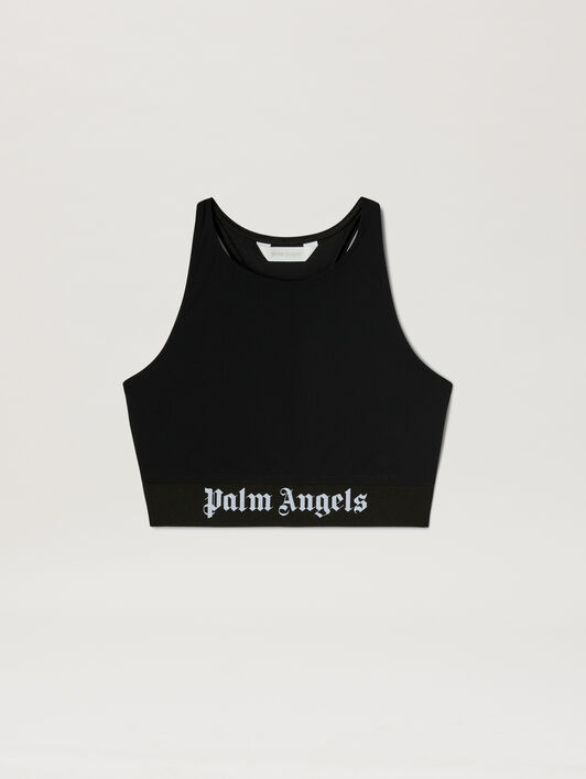 American neckline sport top PALM ANGELS American neckline sport top BLACK - WHITE PWVO024C99FAB001