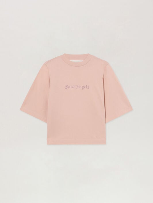 T-Shirt Boxy Con Strass PALM ANGELS T-Shirt Boxy Con Strass ROSE PINK - OFF WHITE PAWAA03F26JR02
