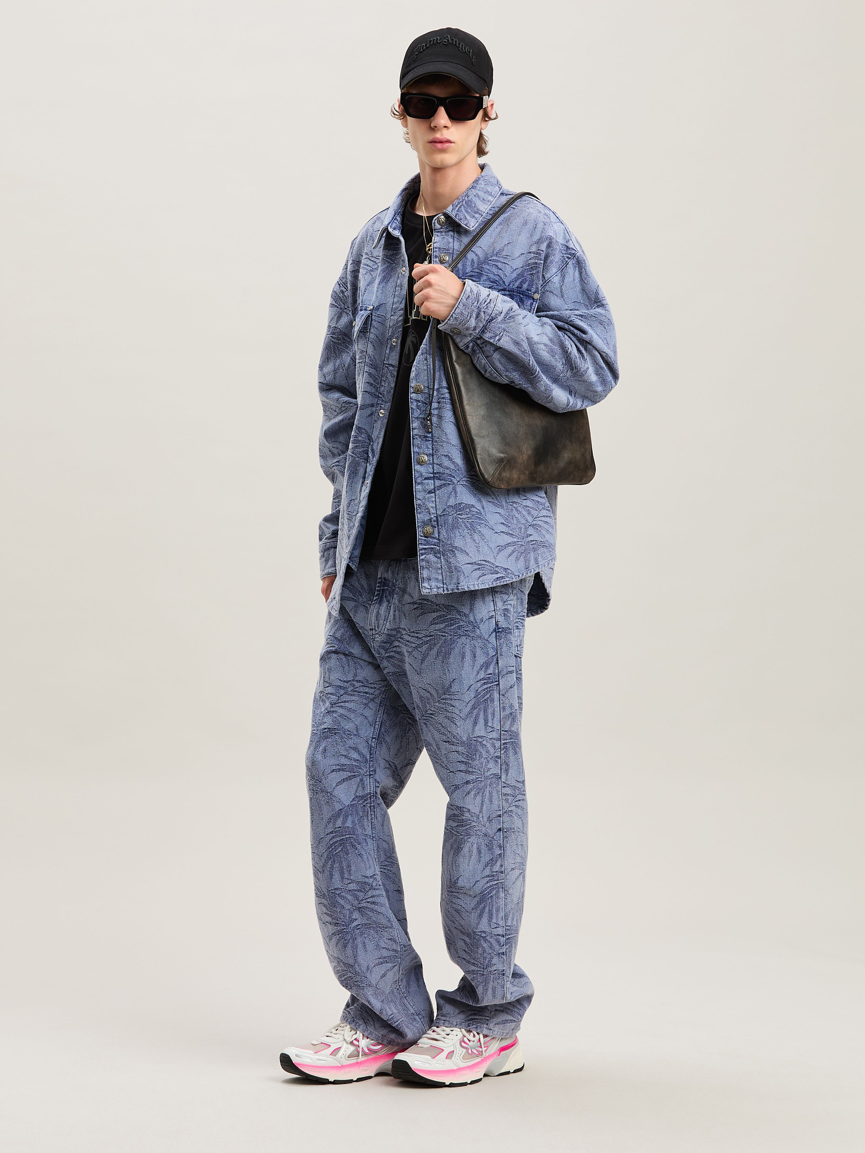PALM ANGELS  Palm jacqured denim pants LIGHT BLUE - LIGHT BLUE PMYA041S25DEN002