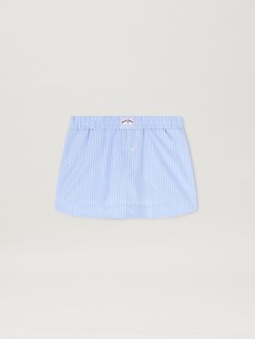 PALM ANGELS  Rheinstone striped mini skirt DUSTY BLUE - WHITE PGCU006S25FAB001