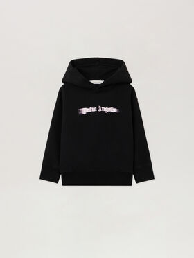 PALM ANGELS Blurred Logo Reg.Hoodie BLACK - ROSE PINK PGBB015F25FLE001