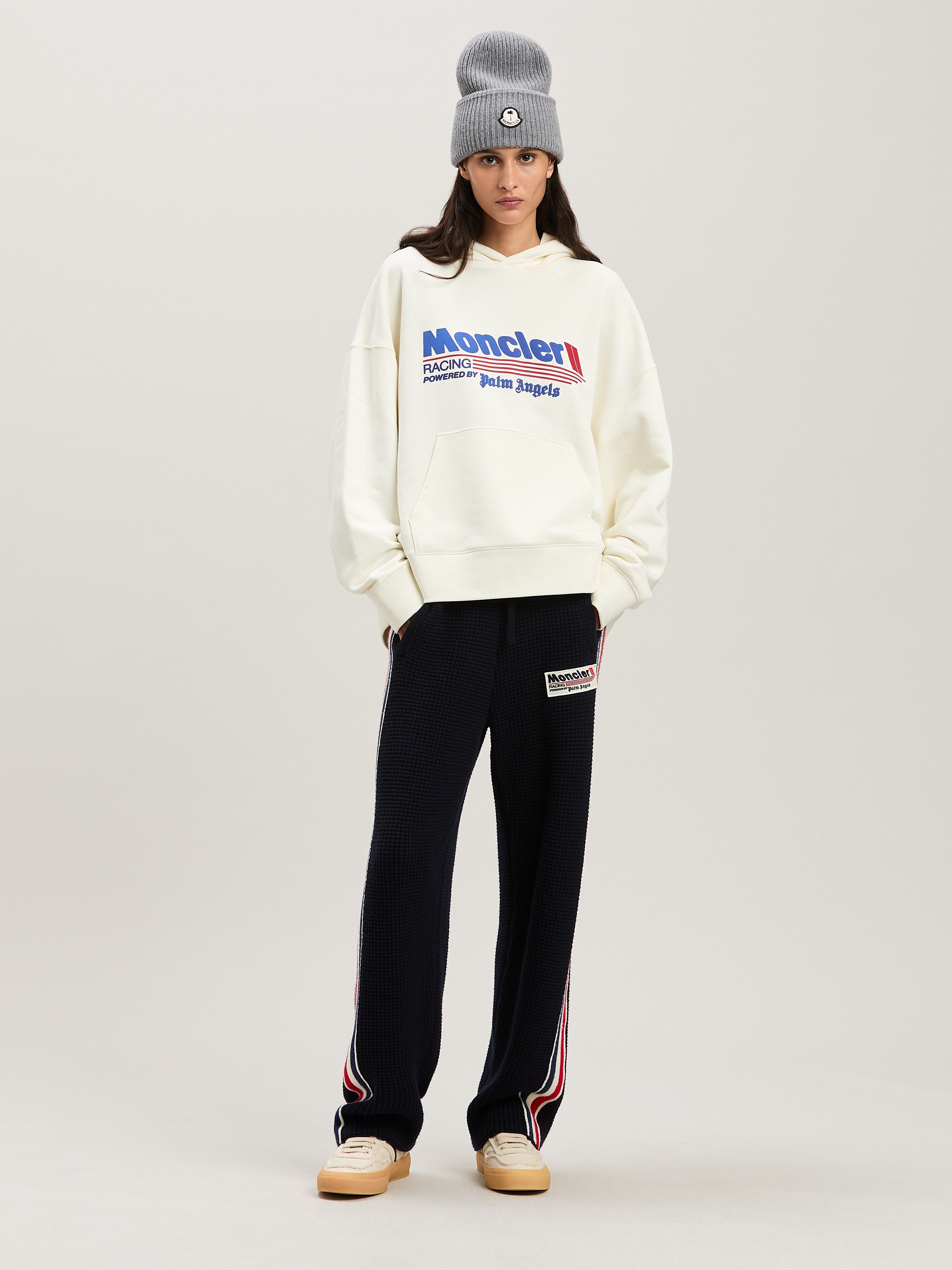 PALM ANGELS  Racing Hoodie Moncler x Palm Angels WHITE - BLUE PMBA08DT25FLE001