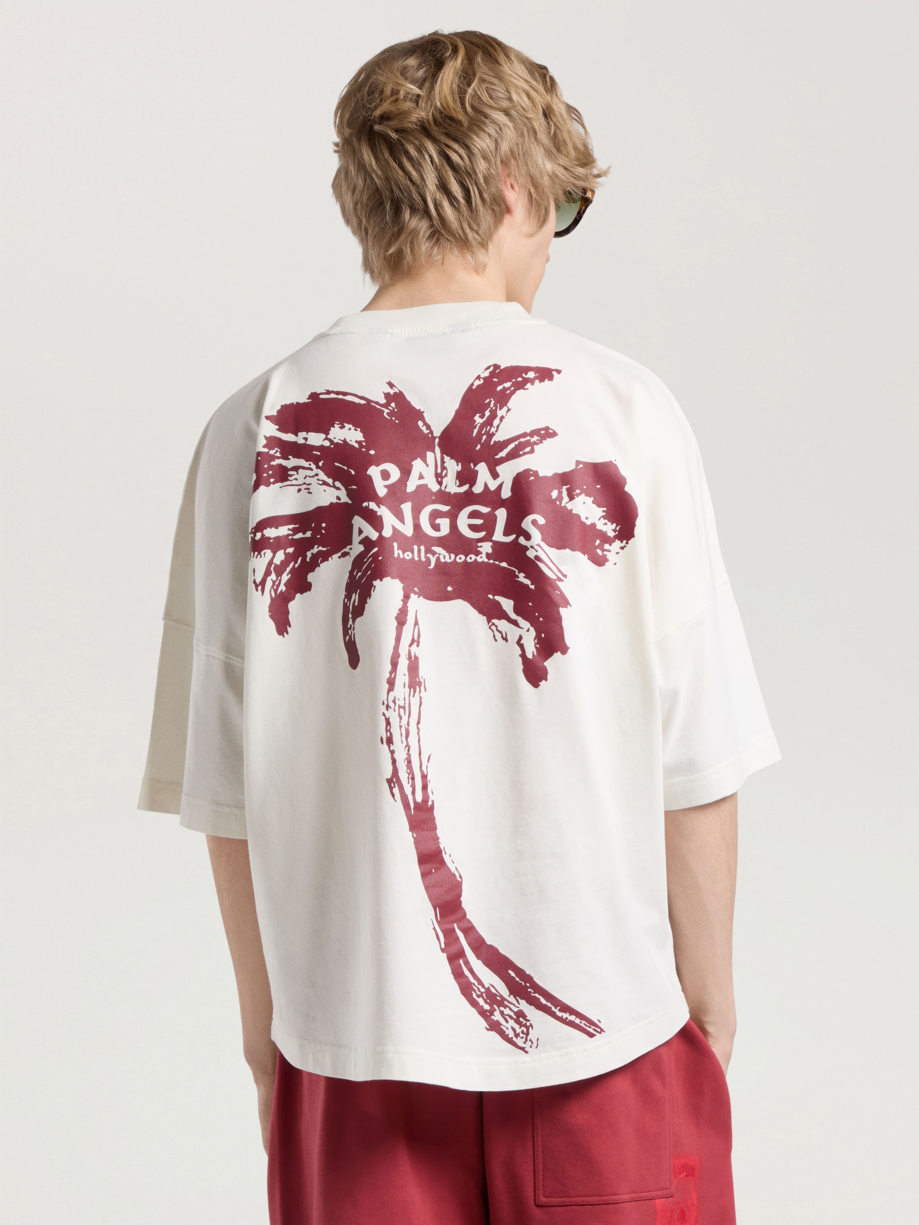PALM ANGELS Palm Drift Back Over T-Shirt OFF WHITE - RED PAMAA05W26JR03