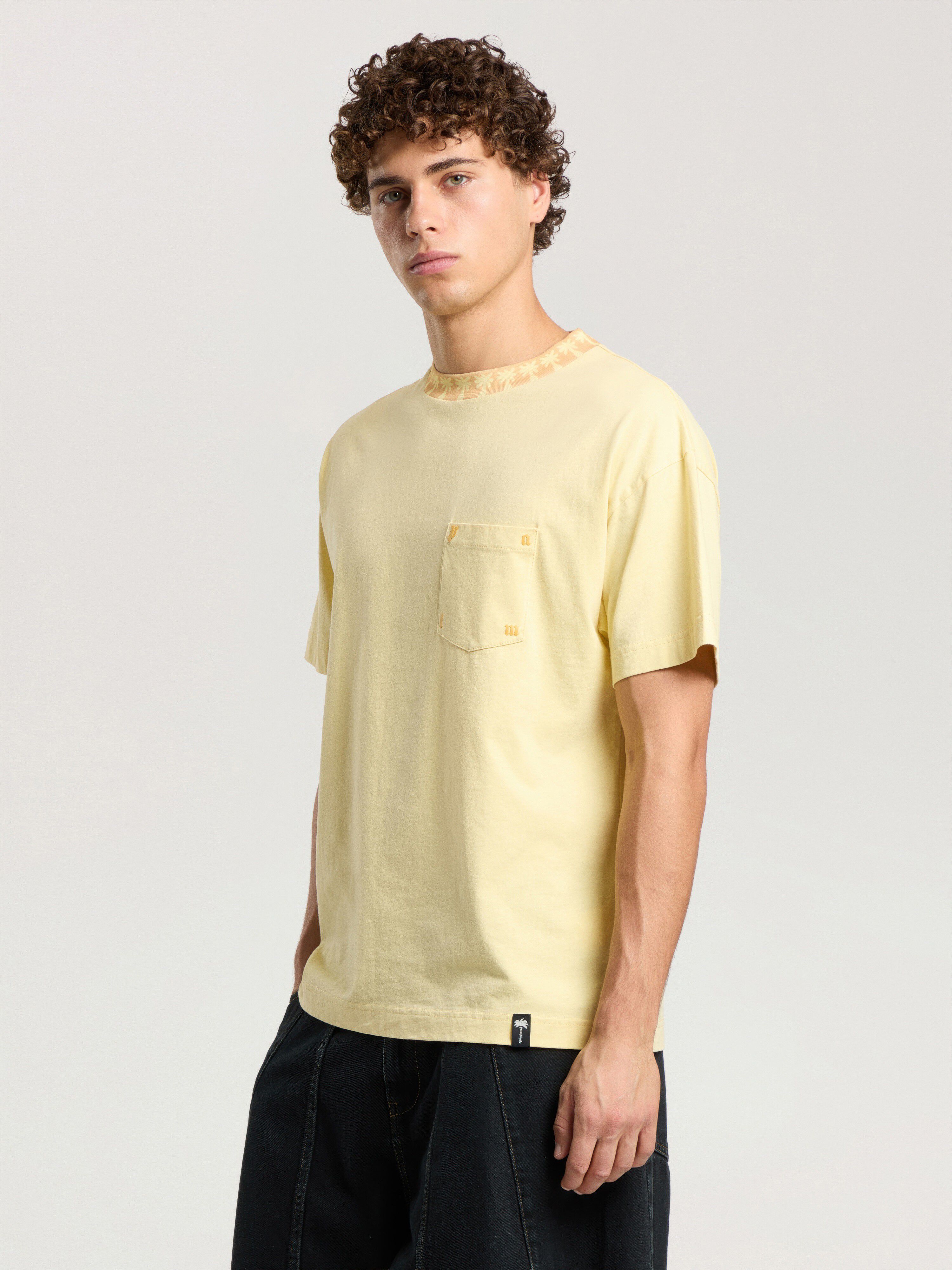 Palm Ribbed Regular T-Shirt PALM ANGELS Palm Ribbed Regular T-Shirt LIGHT YELLOW - OCHER YELLOW PAMAA08F26JR01