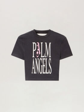 PALM ANGELS Flames Baby Tee BLACK - OFF WHITE PWAA077F25JER003