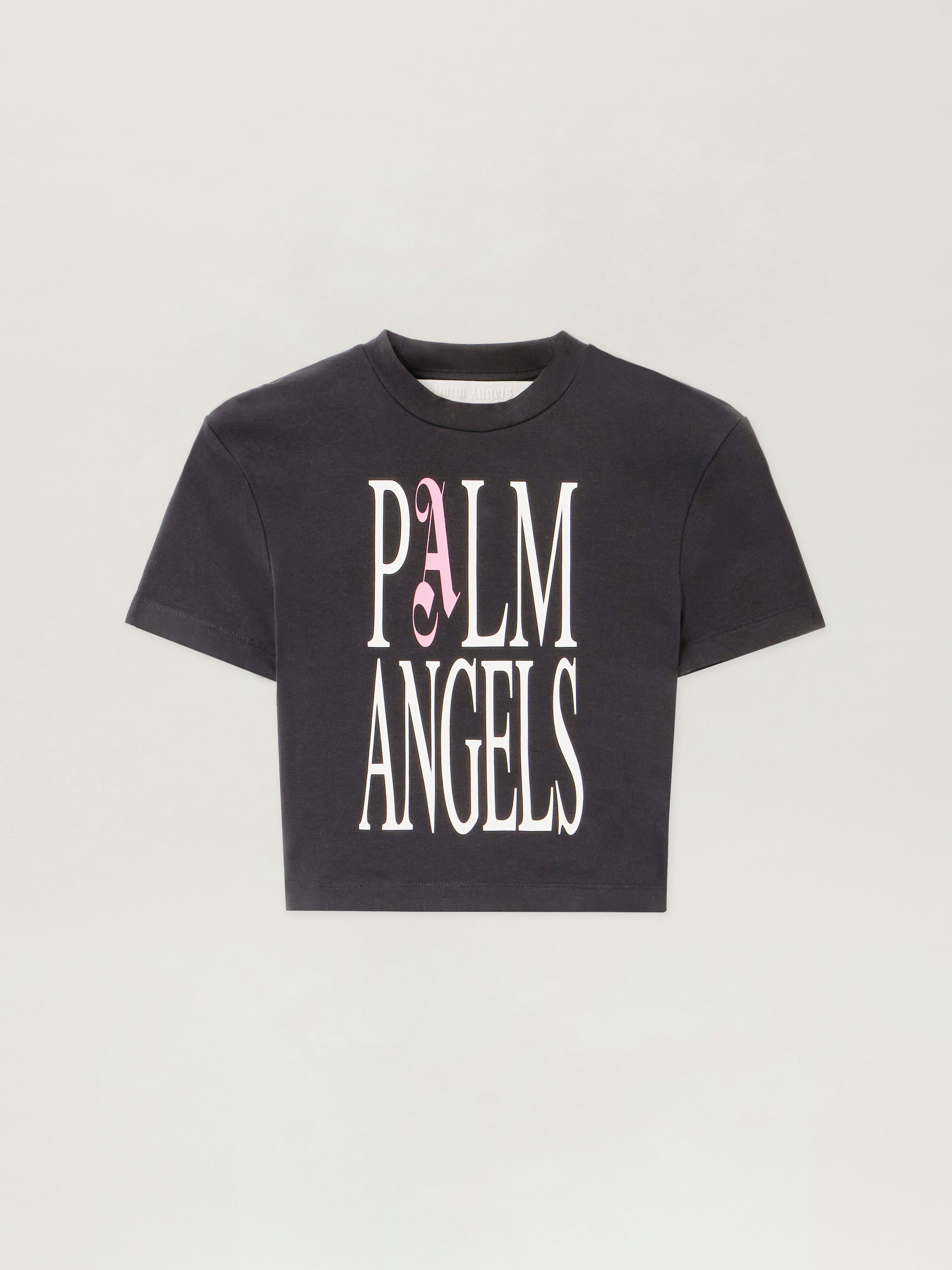 Flames Baby Tee PALM ANGELS Flames Baby Tee BLACK - OFF WHITE PWAA077F25JER003