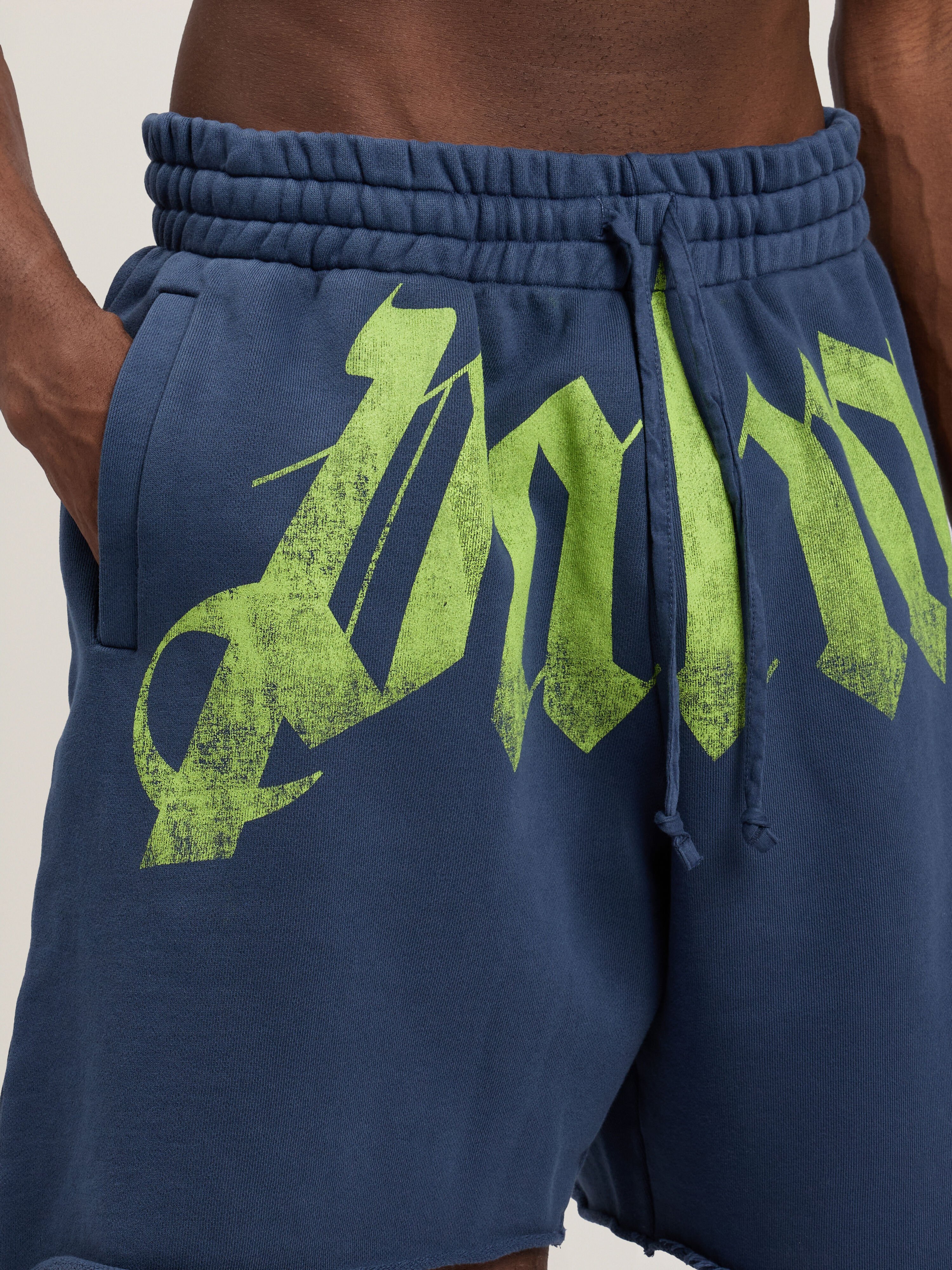 Big Waist Logo Sweatshorts in NAVY BLUE LIME for Men | Palm Angels®