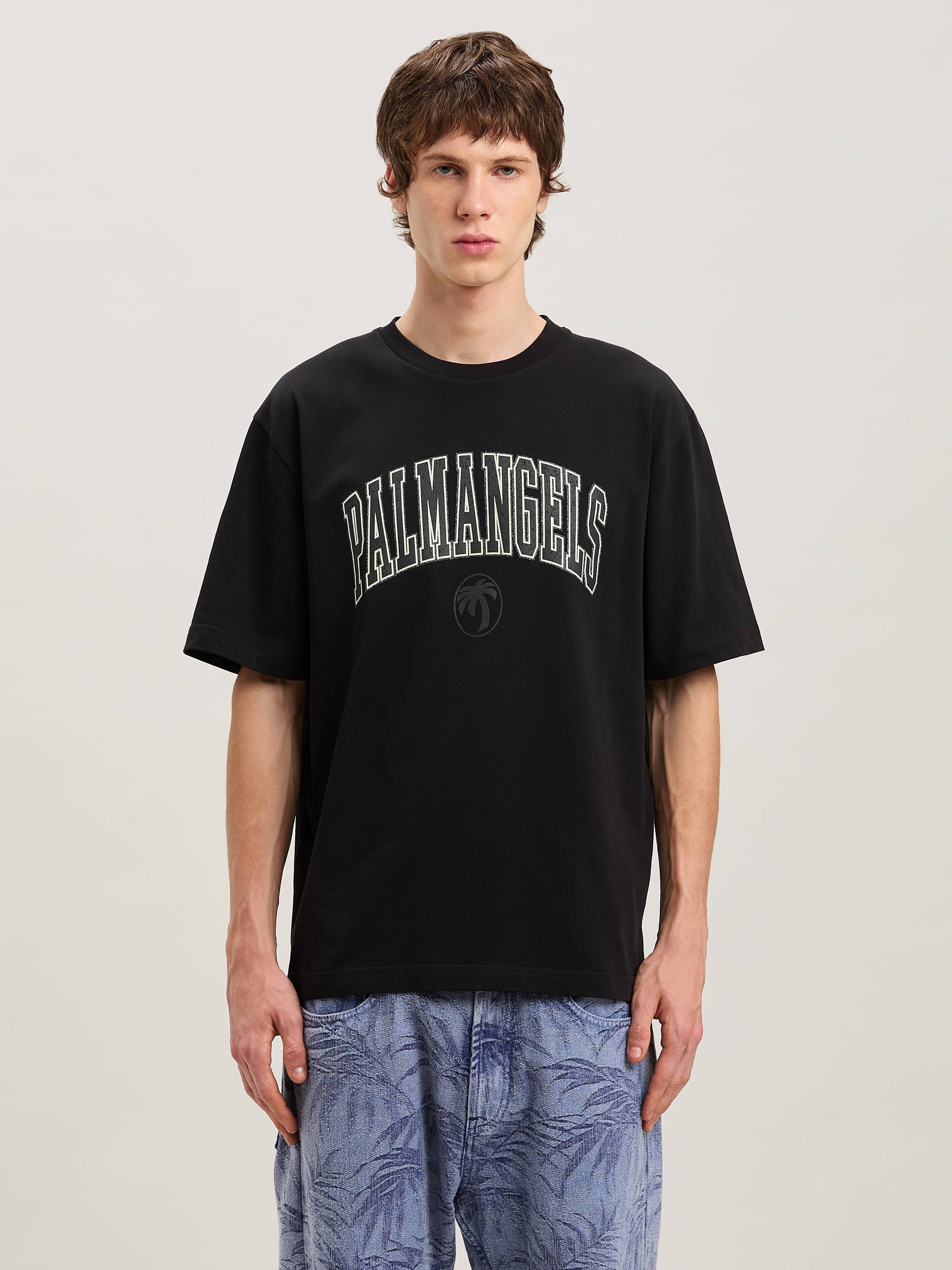 PALM ANGELS  College Oval Palm T-shirt BLACK - VINTAGE BLACK PMAA089S25JER001