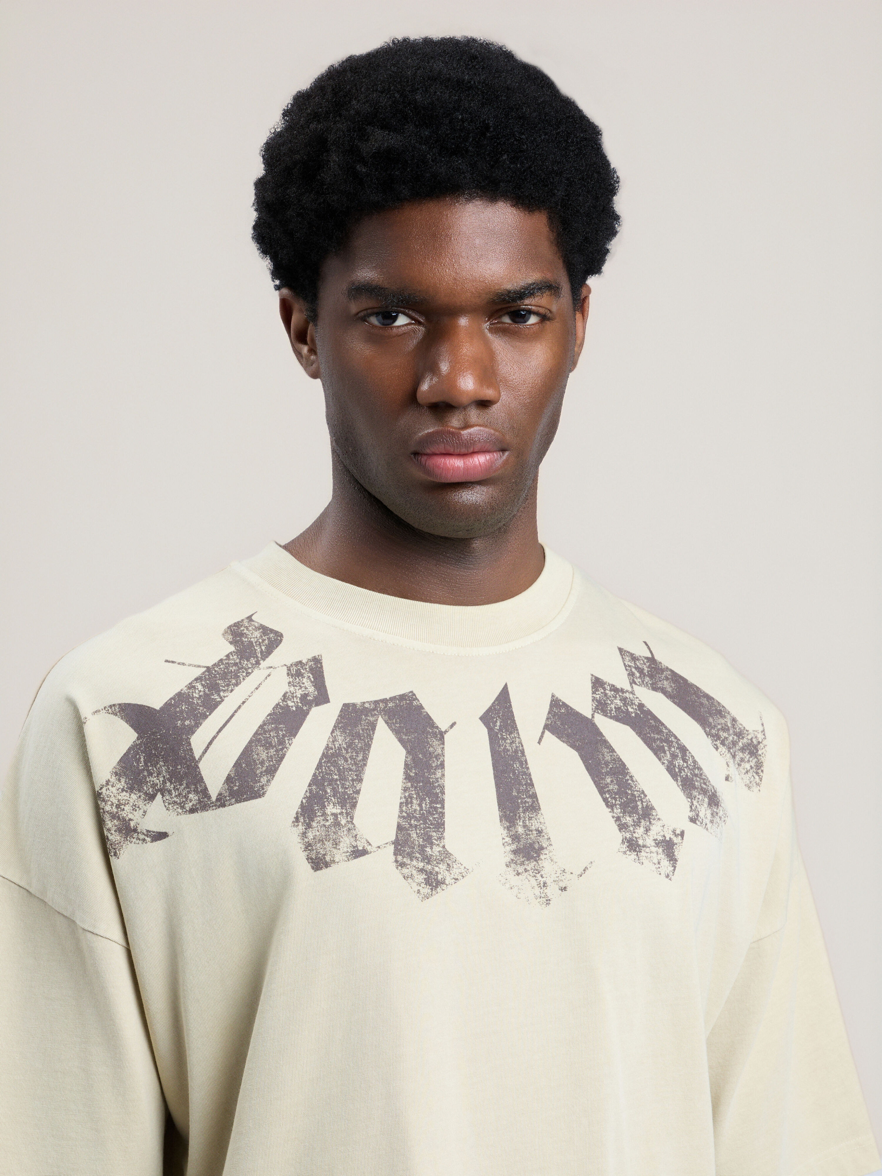 Big Neck Logo Loose T-Shirt in BEIGE BROWN for Men | Palm Angels®