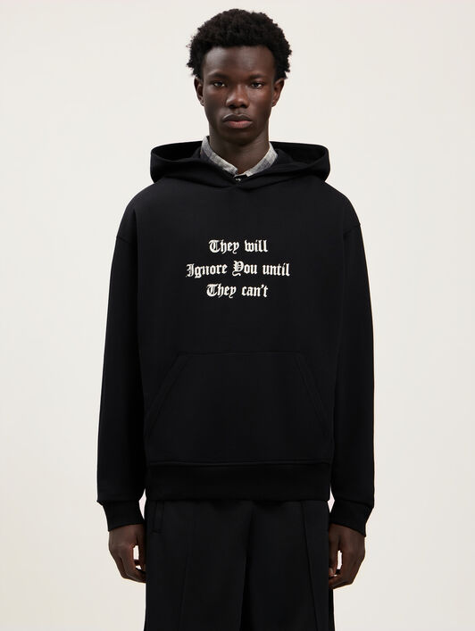 PALM ANGELS Statement Hoodie BLACK OFF WHITE PMBB17DS26FLE005