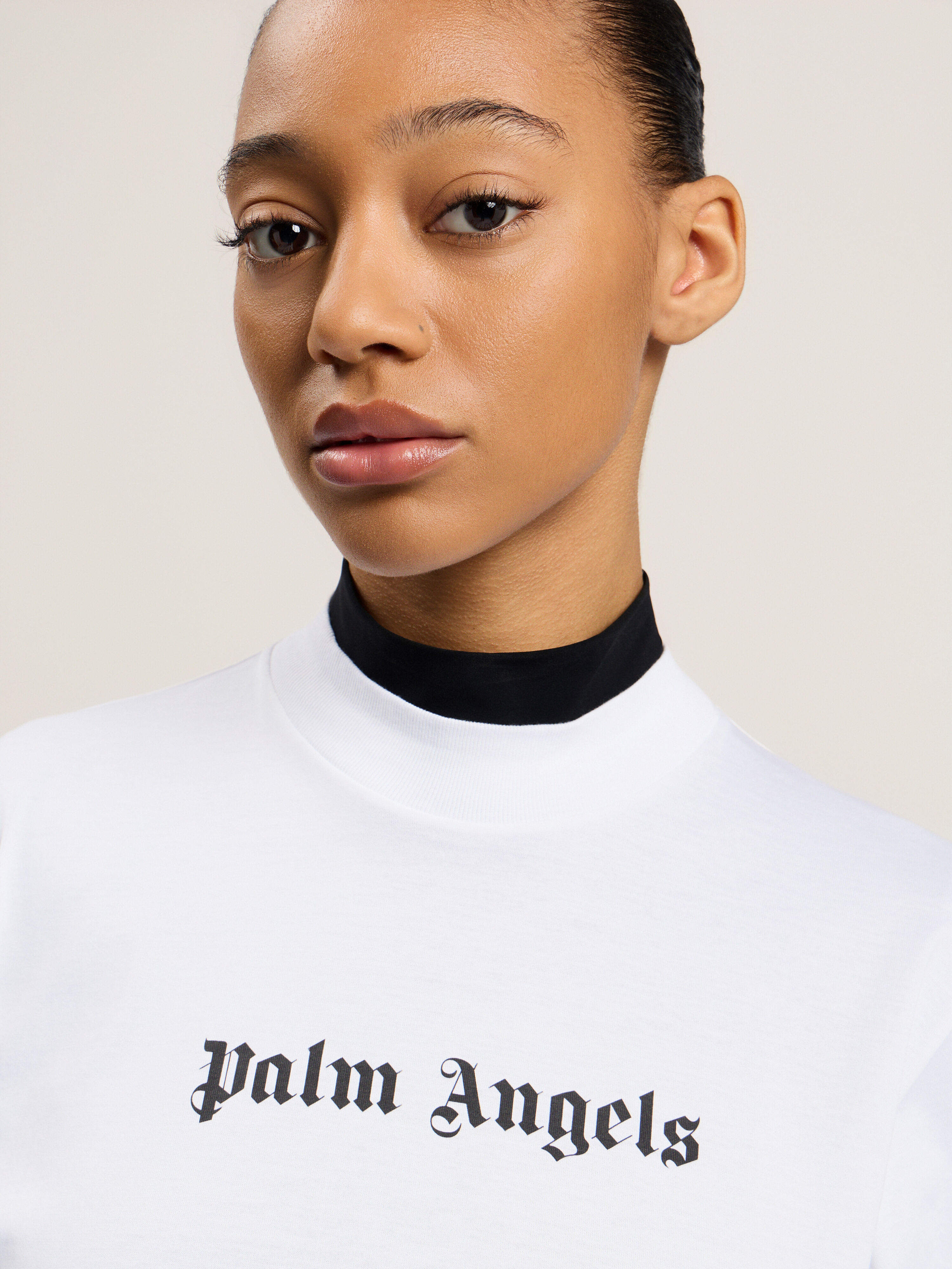 PALM ANGELS Classic Logo Cropped T-Shirt WHITE BLACK PWAA020C99JER016