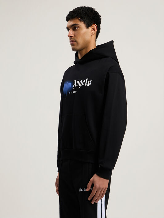 PALM ANGELS Spray City Milan Hoodie Black/Blue PMBB17DT26FLE004