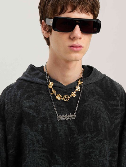 PALM ANGELS  Palmen Hoodie BLACK - GREY PMBB169S25FAB001