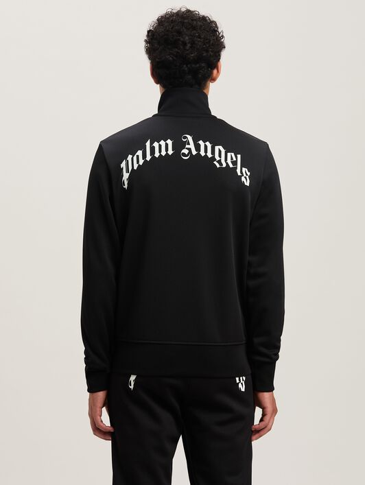 PALM ANGELS  Trainingsjacke mit geschwungenem Logo BLACK - OFF WHITE PMBD089S25FAB001