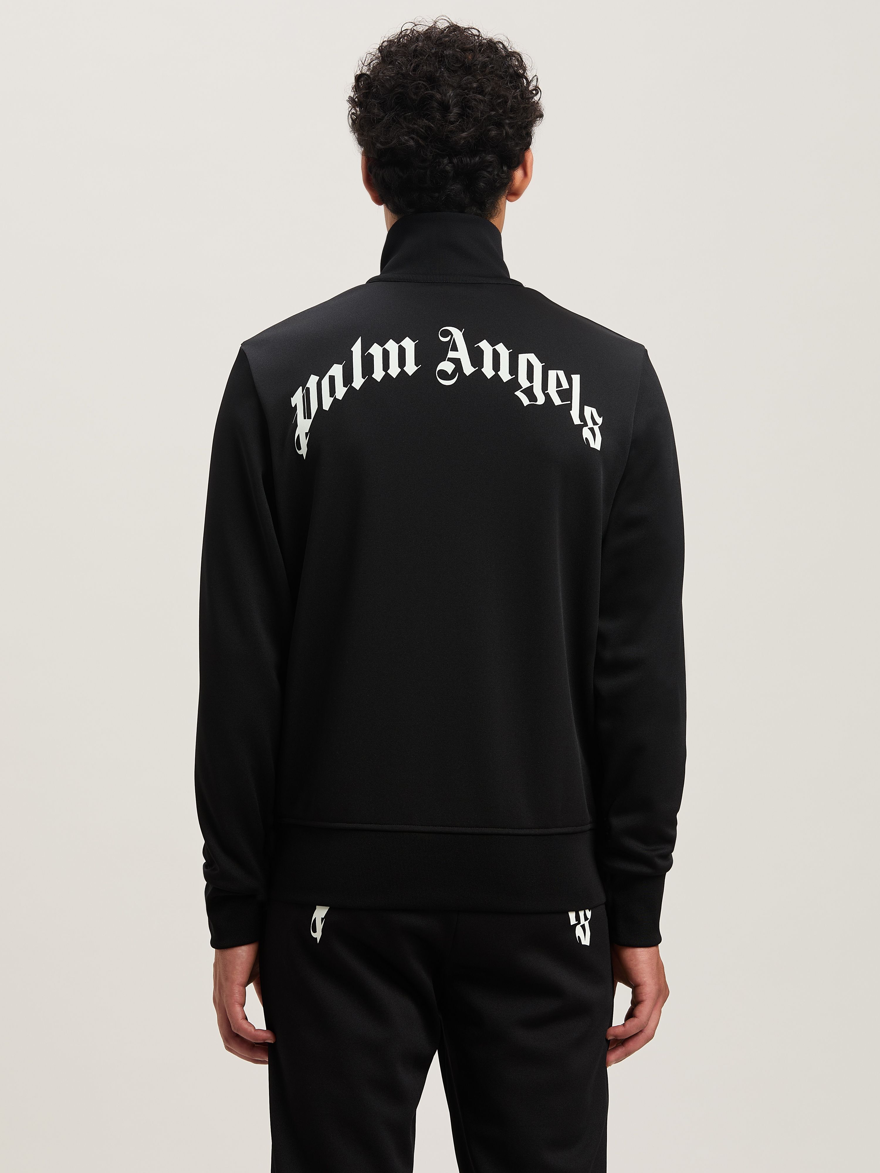 PALM ANGELS  Trainingsjacke mit geschwungenem Logo BLACK - OFF WHITE PMBD089S25FAB001