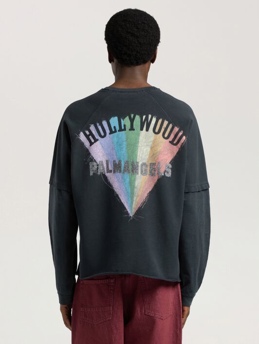 PALM ANGELS Neon Boulevard Double Layer Long Sleeve Top ANTHRACITE - MULTICOLOR PAMAB03W26JR02