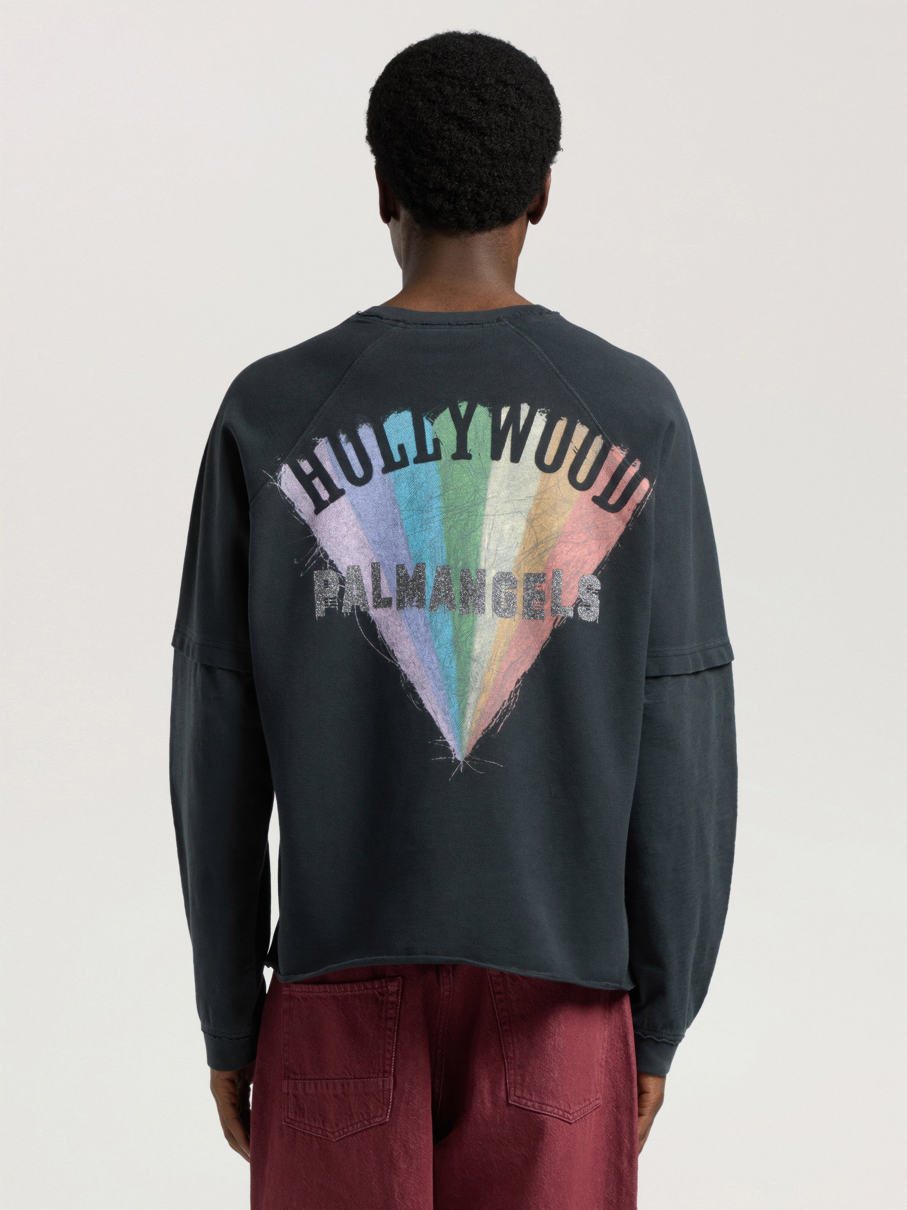 PALM ANGELS Neon Boulevard Double Layer Long Sleeve Top ANTHRACITE - MULTICOLOR PAMAB03W26JR02