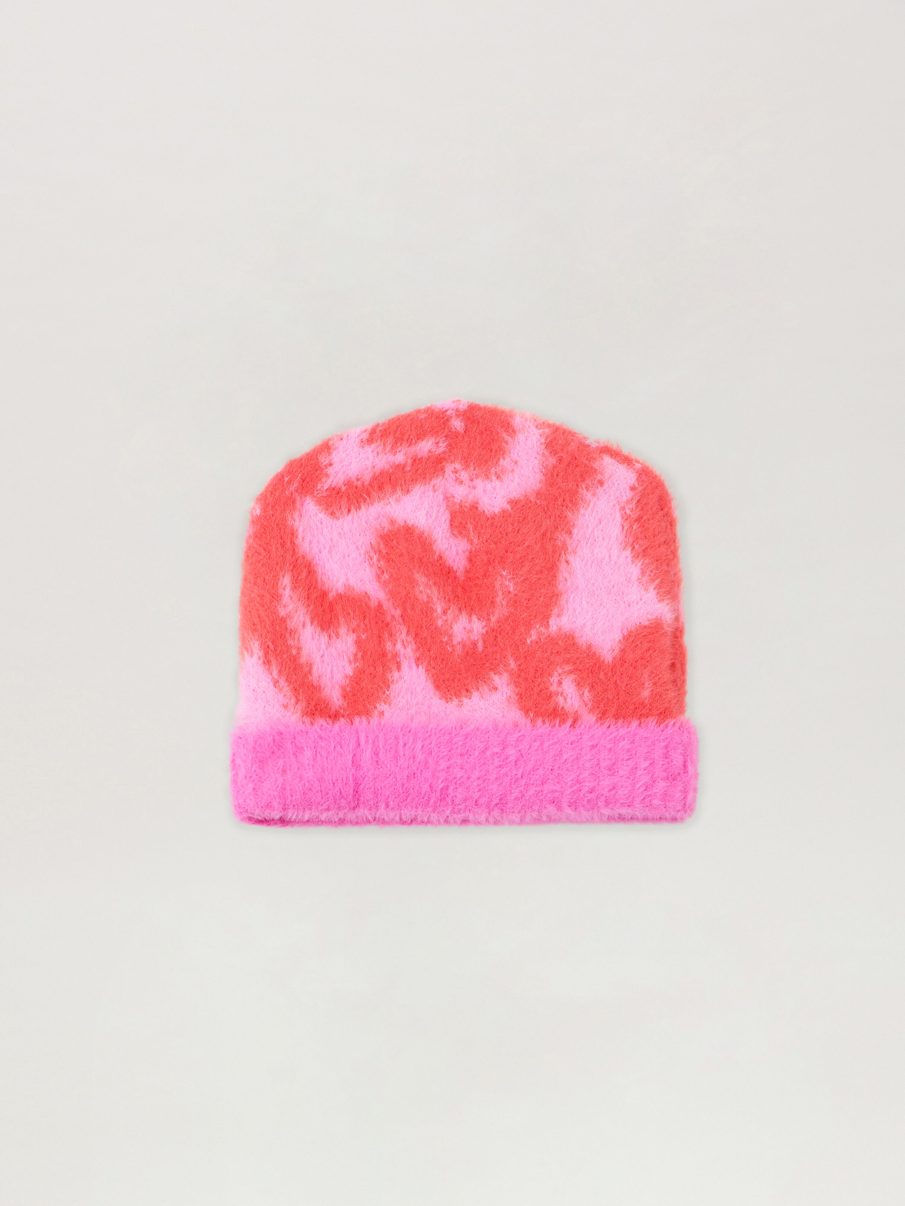 PALM ANGELS Pa Spray Hearts Knit Beanie ROSE PINK - OCHER YELLOW PGLC006F25KNI002