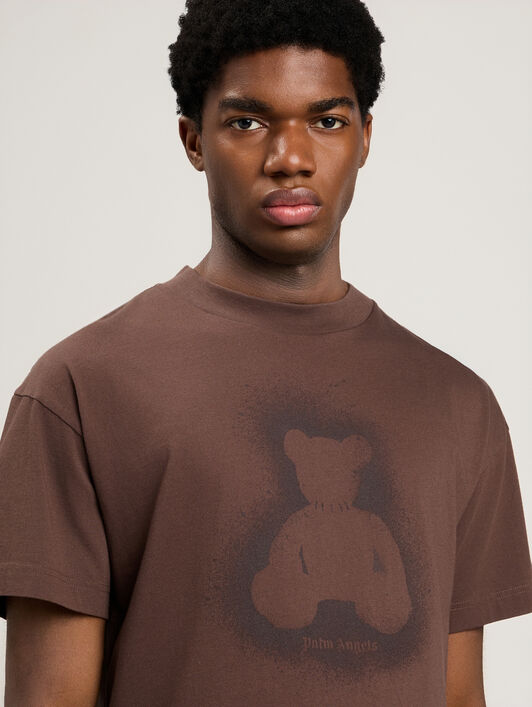 PALM ANGELS Spray Bear T-Shirt BROWN DARK BROWN PMAA109S26JER001