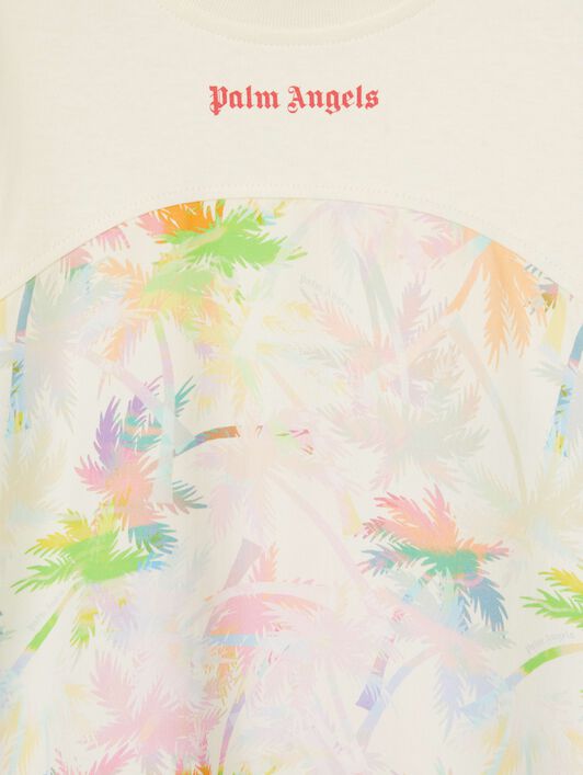 PALM ANGELS  T-shirt dress with all over palms print BUTTER ROSEPINK PGDB018S25FAB001