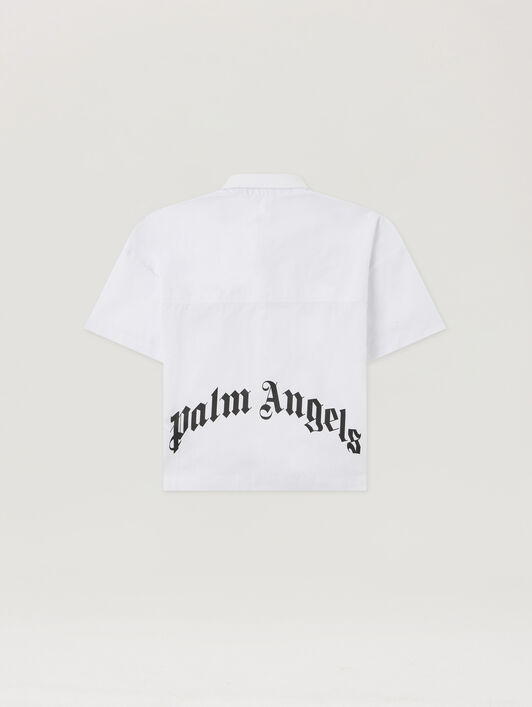 PALM ANGELS Curved Logo Over Shirt OFF WHITE PBGG003S26FAB001