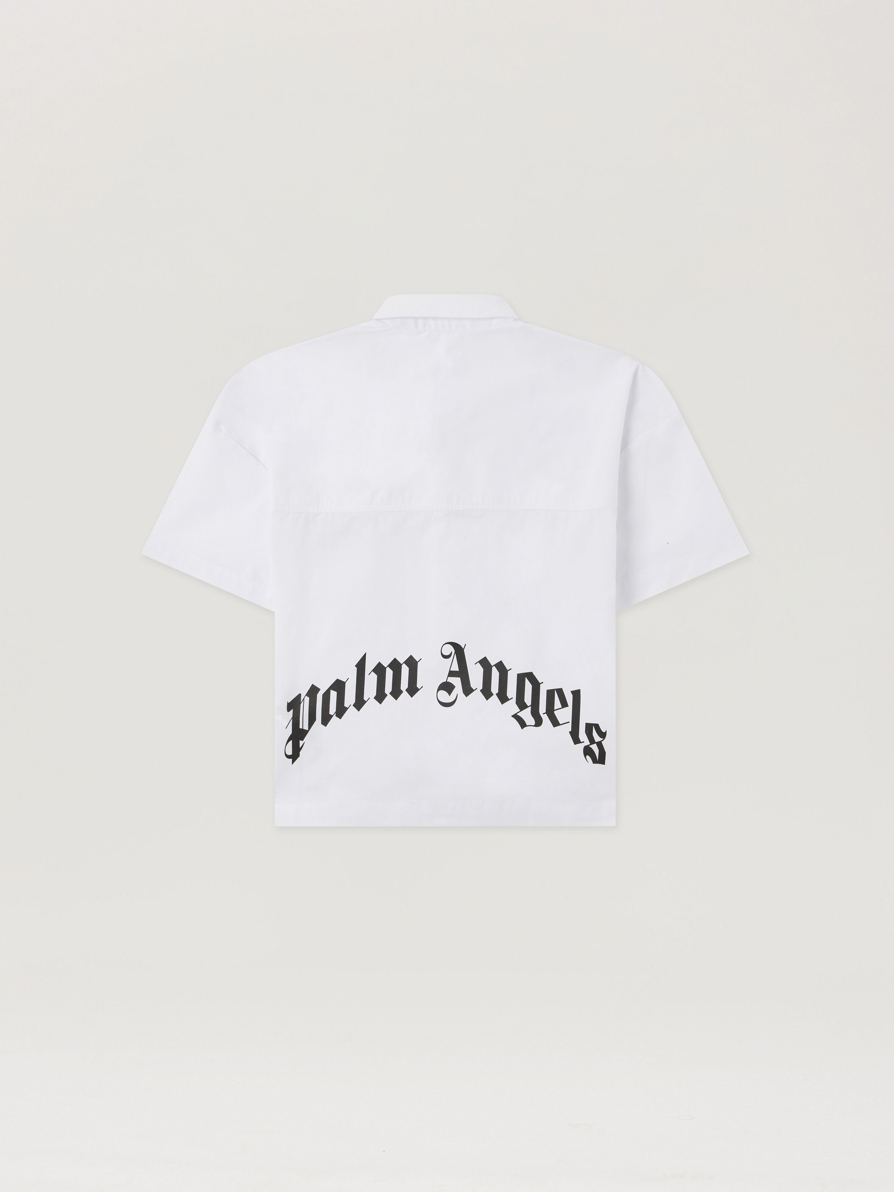 PALM ANGELS Curved Logo Over Shirt OFF WHITE PBGG003S26FAB001