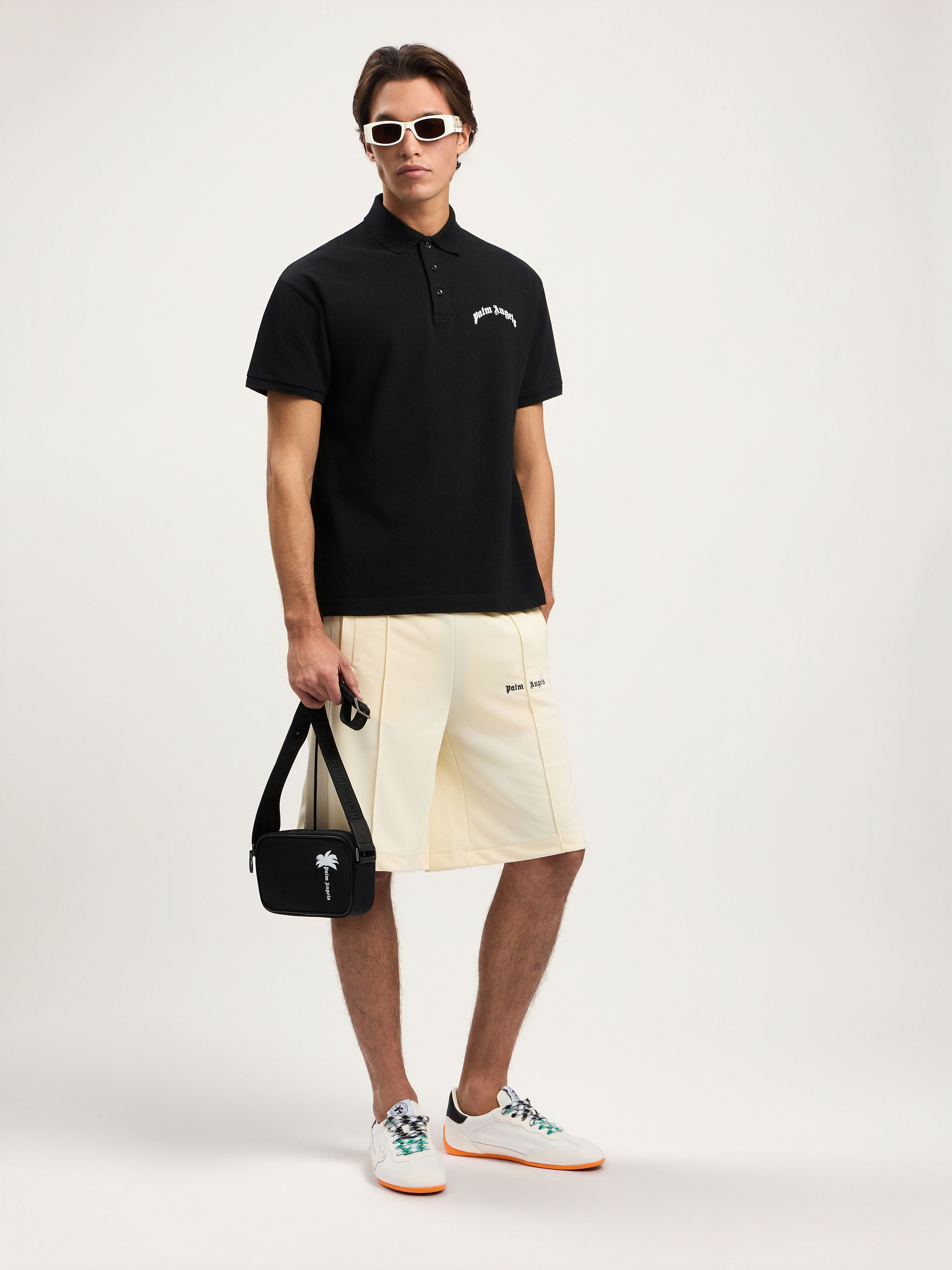 Tree Logo Crossbody Bag in BLACK WHITE for Men | Palm Angels®