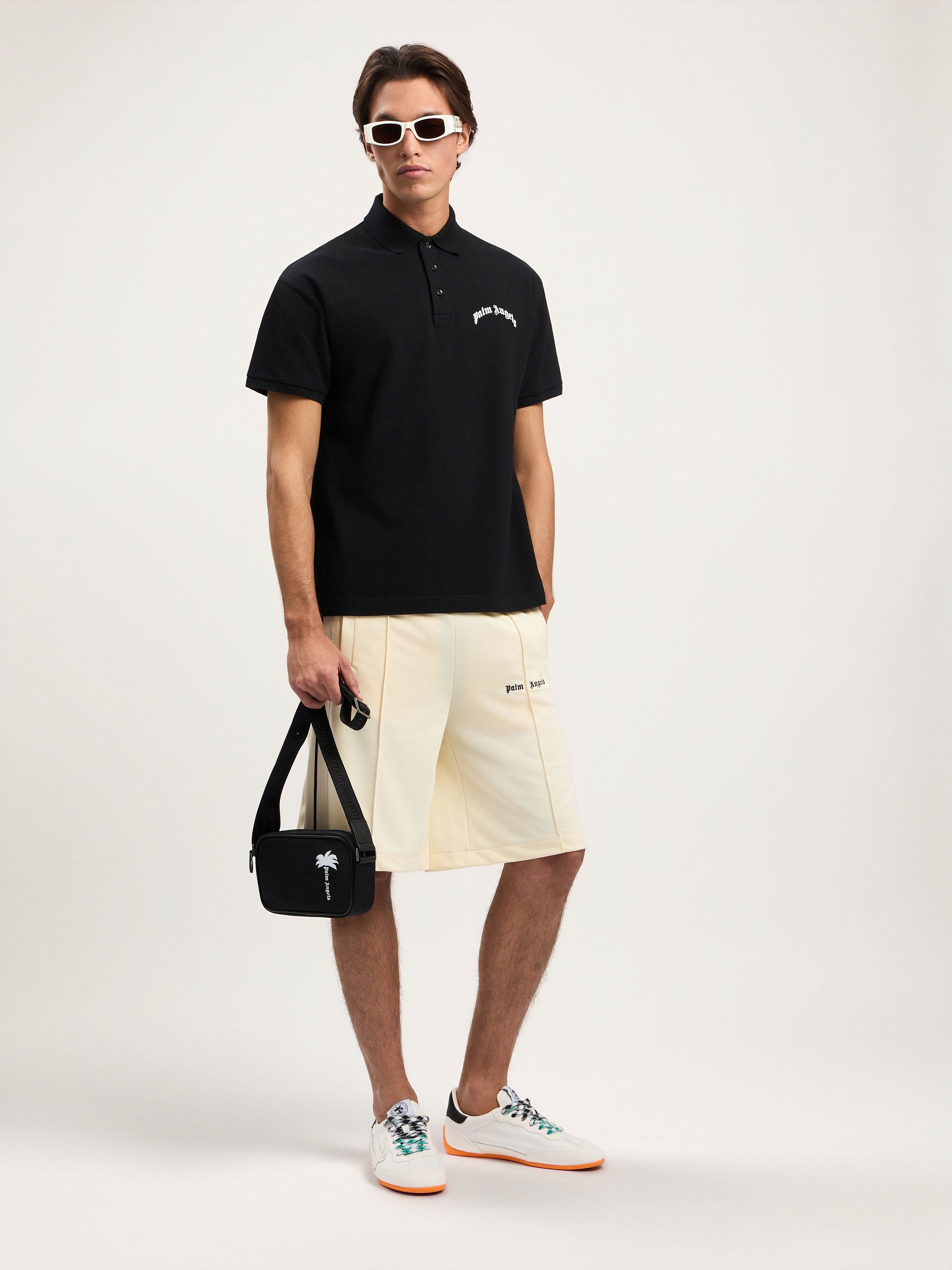 PALM ANGELS Tree Logo Crossbody Bag BLACK WHITE PMNQ01CS26FAB001