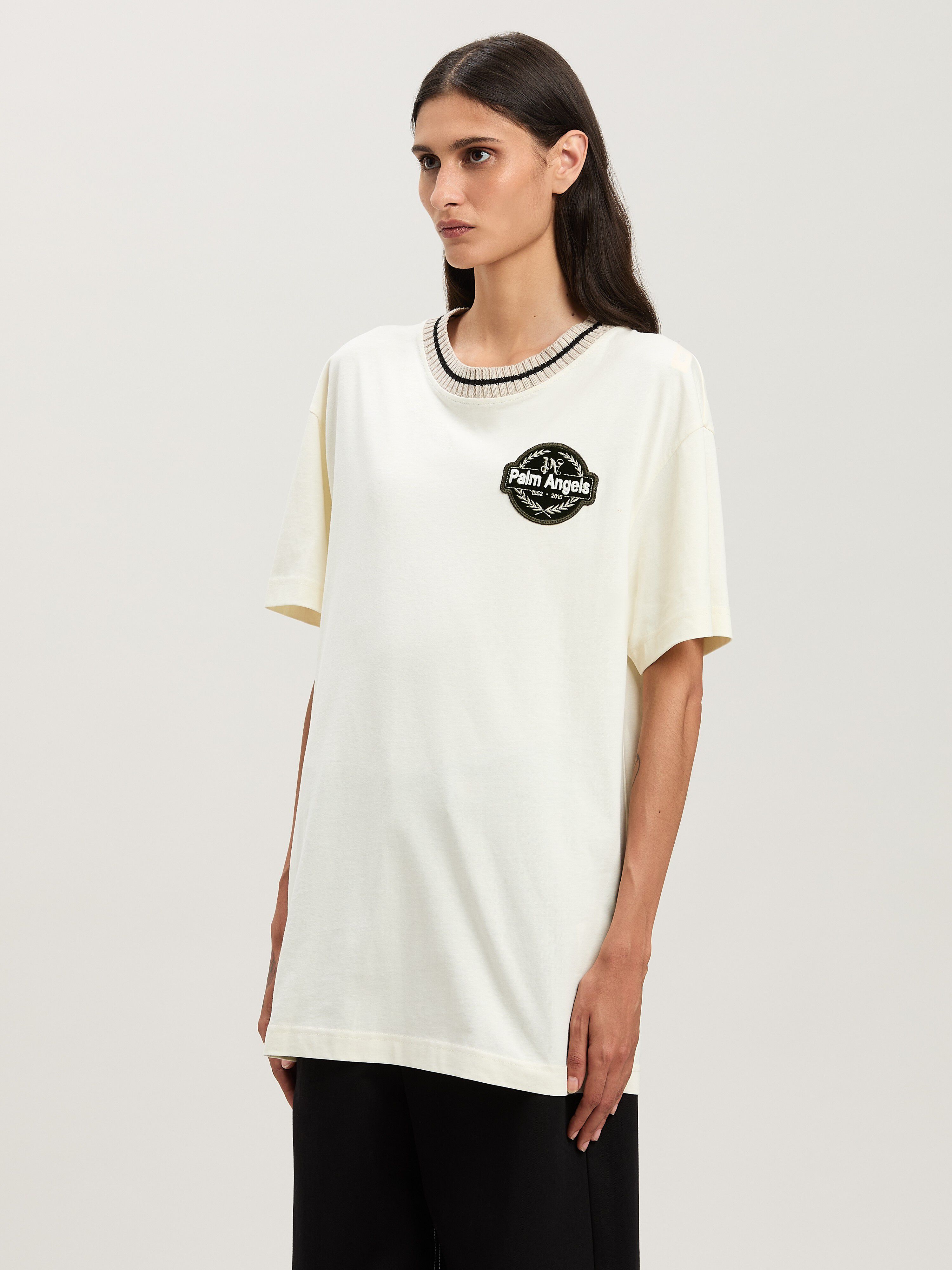 PALM ANGELS  T-Shirt mit Patch Moncler x Palm Angels WHITE - BLACK PMAA106T25JER001