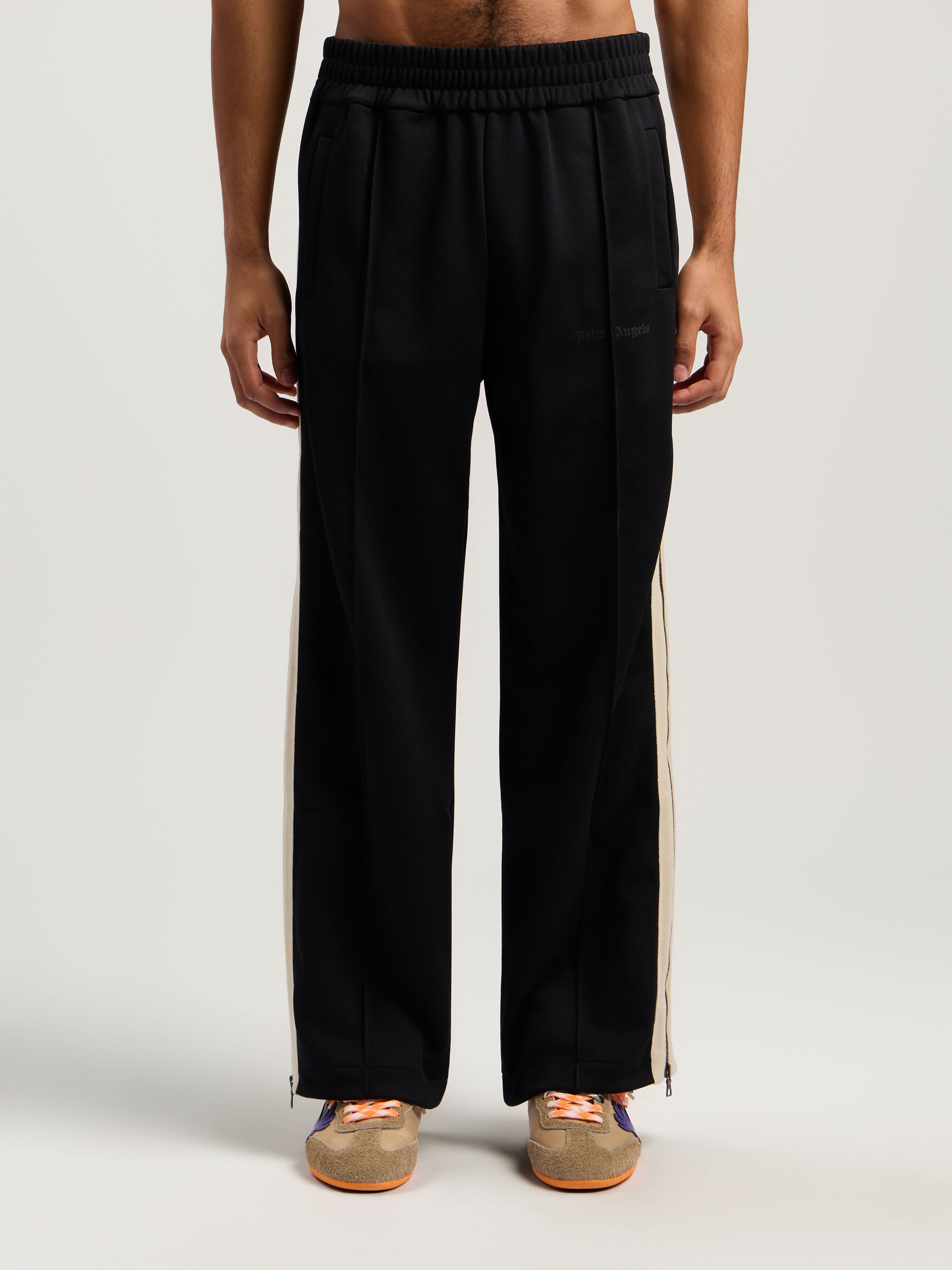 PALM ANGELS Performance Zipup Track Pants BLACK - ORANGE PMCJ04EF25FAB001