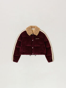 PALM ANGELS Classic Logo Cord Down Jacket BURGUNDY - BROWN PWED029F25FAB001