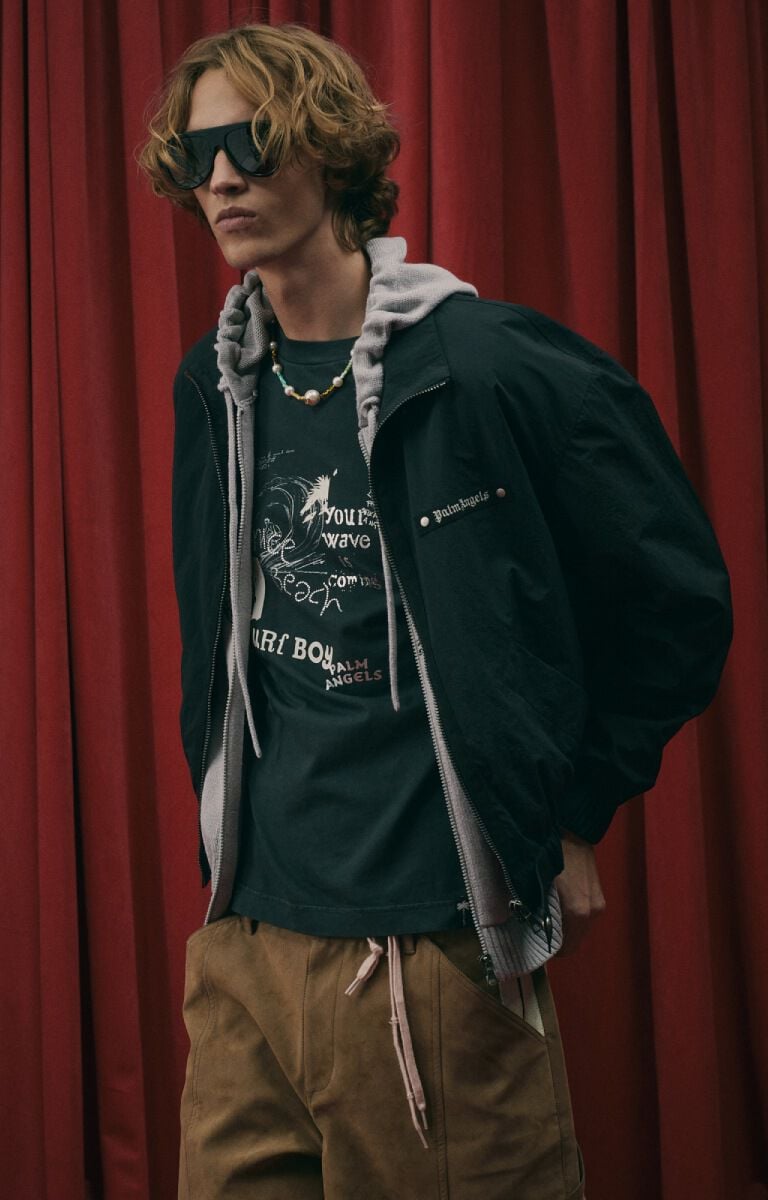Surf Boy Regular T-Shirt PALM ANGELS Surf Boy Regular T-Shirt ANTHRACITE - BLACK PAMAA01F26JR07