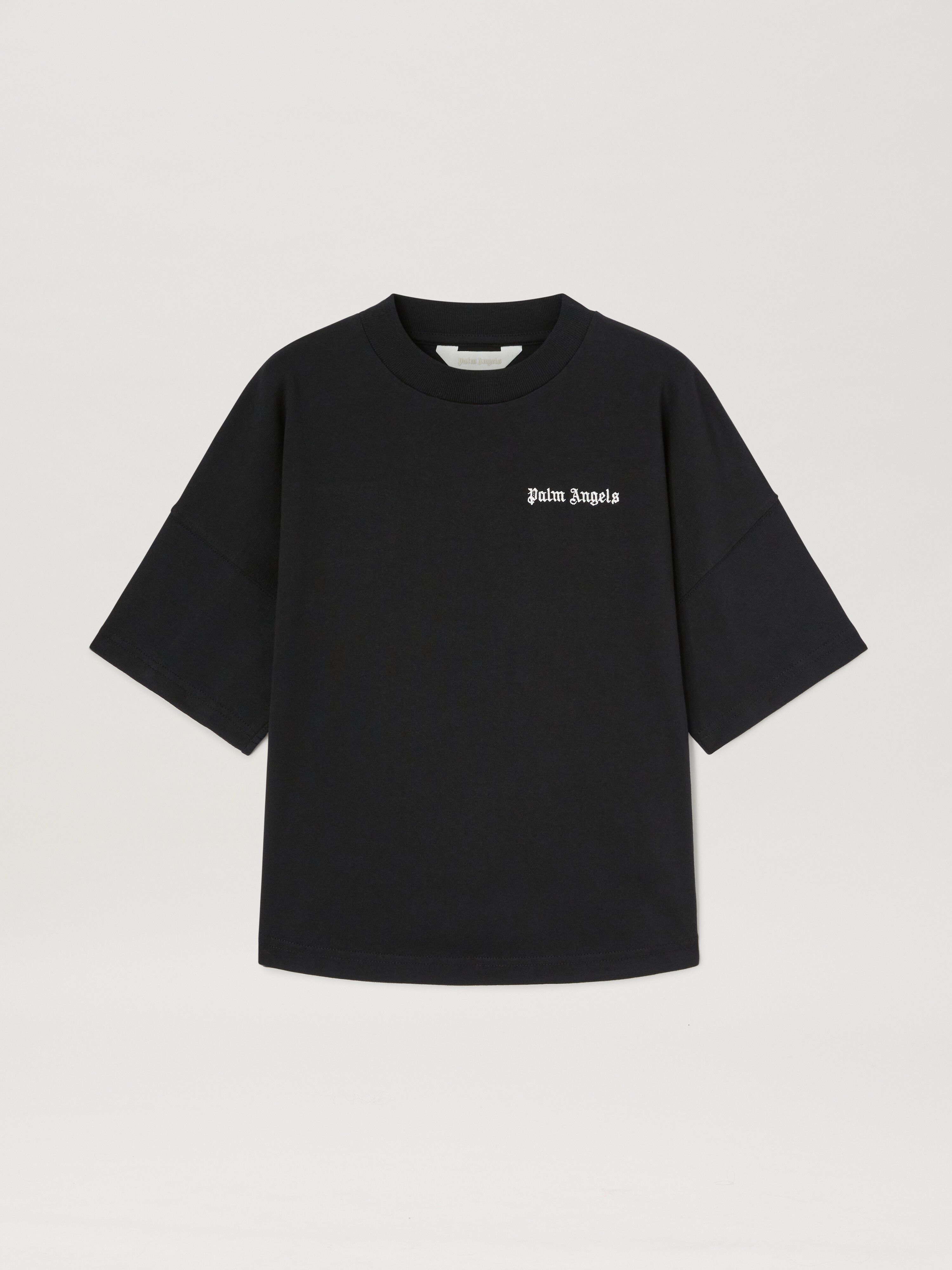 PALM ANGELS  Multicolor band Track T-shirt BLACK OFF WHITE PBAA015S25JER001