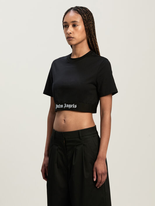 Classic Logo Tape Crop Tee PALM ANGELS Classic Logo Tape Crop Tee BLACK BLACK PWAA067C99JER001