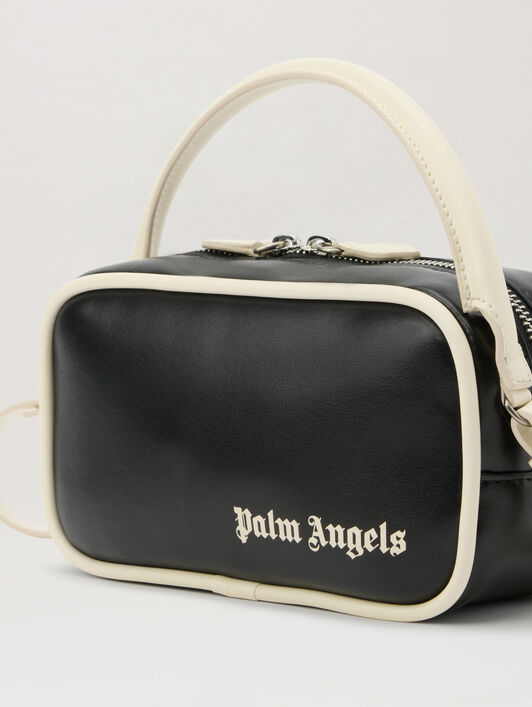 PALM ANGELS Classic Logo Crossbody Bag BLACK OFF WHITE PWNQ032S26FAB001