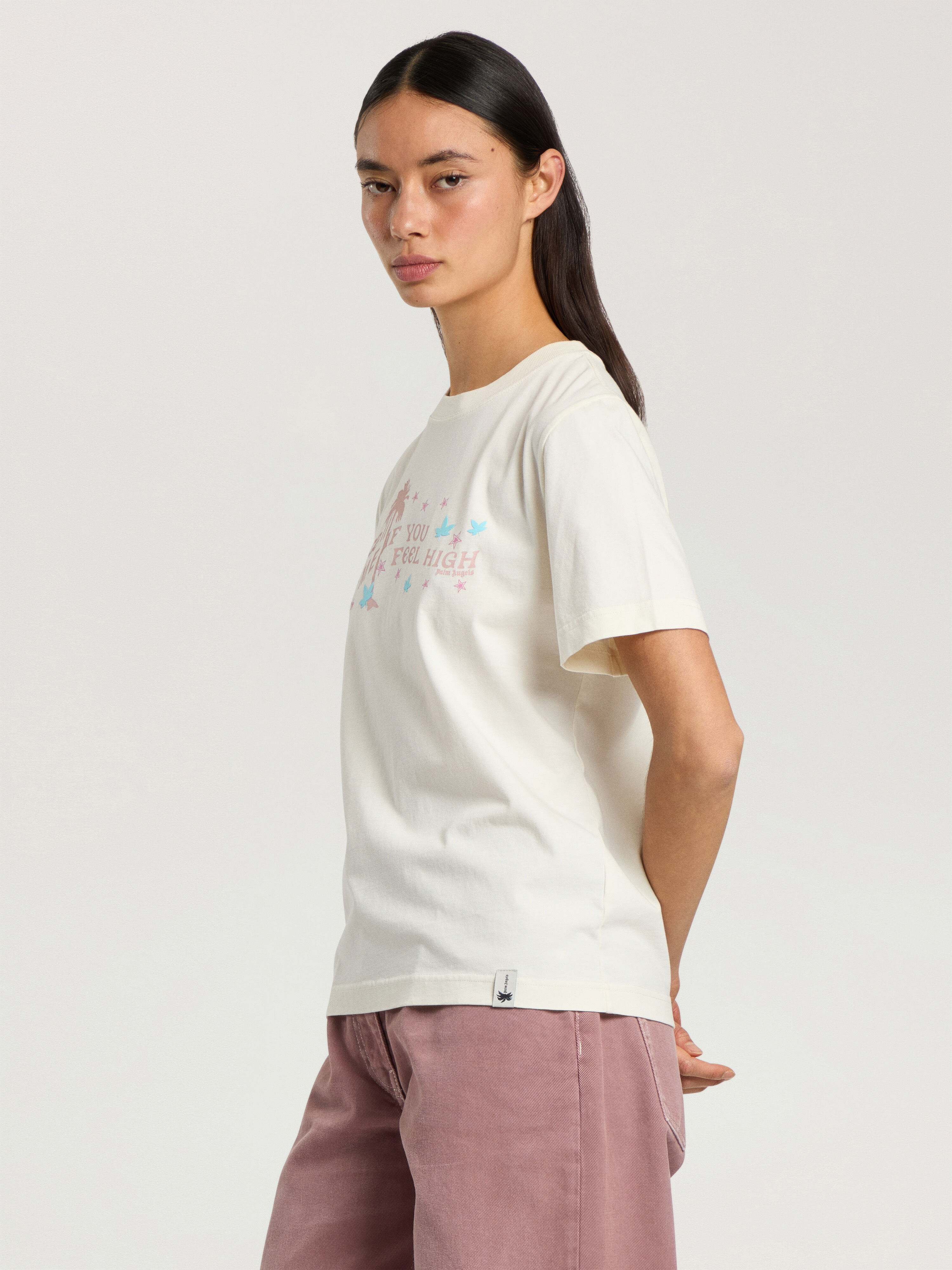 PALM ANGELS Feel High Regular T-Shirt OFF WHITE - MULTICOLOR PAWAA06F26JR01
