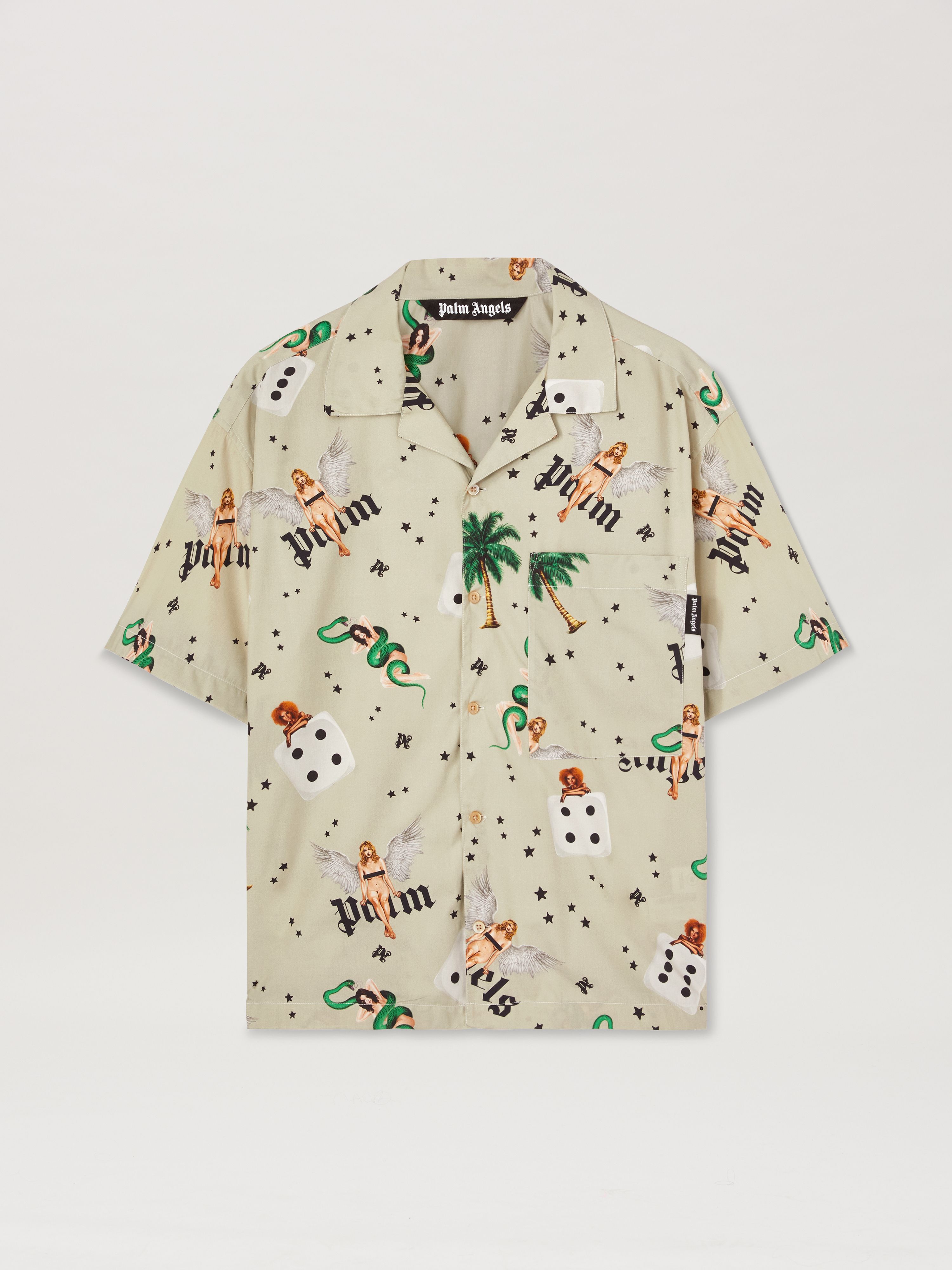 PALM ANGELS  Pin up bowling shirt IVORY - MULTICOLOR PMGG00AS25FAB005