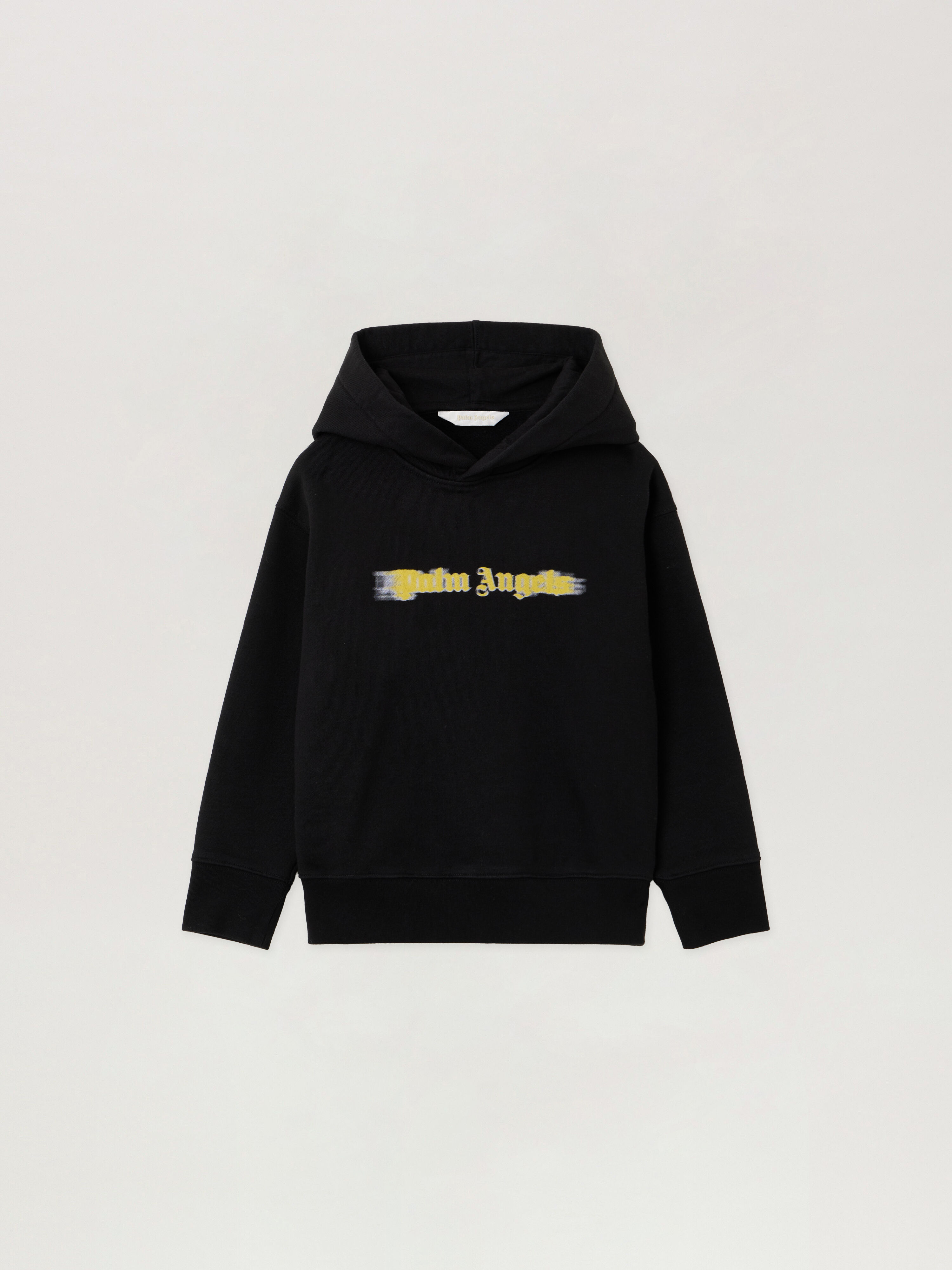 PALM ANGELS Blurred Logo Reg.Hoodie BLACK - OCHER YELLOW PBBB012F25FLE002