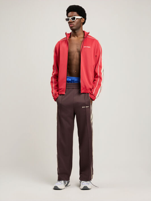 PALM ANGELS Curved Logo Swimshorts COBALT BLUE OFF WHITE PMFD018S26FAB001